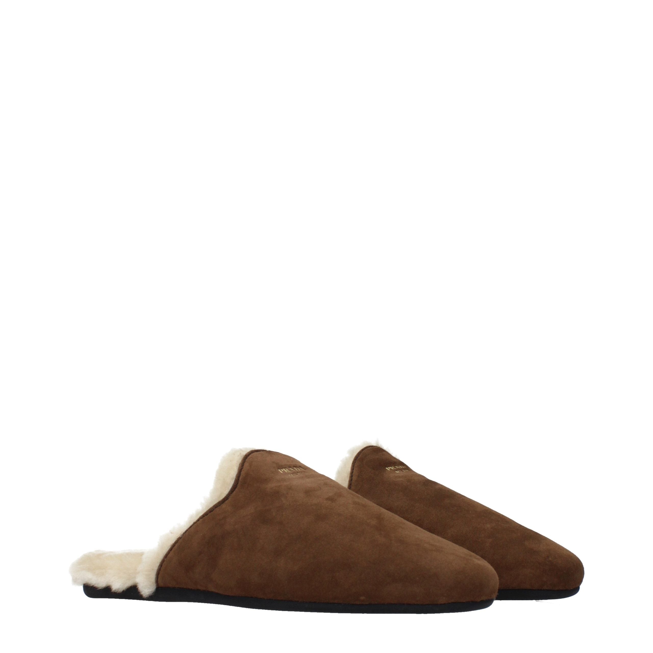 Prada Brown Leather Slippers Prada