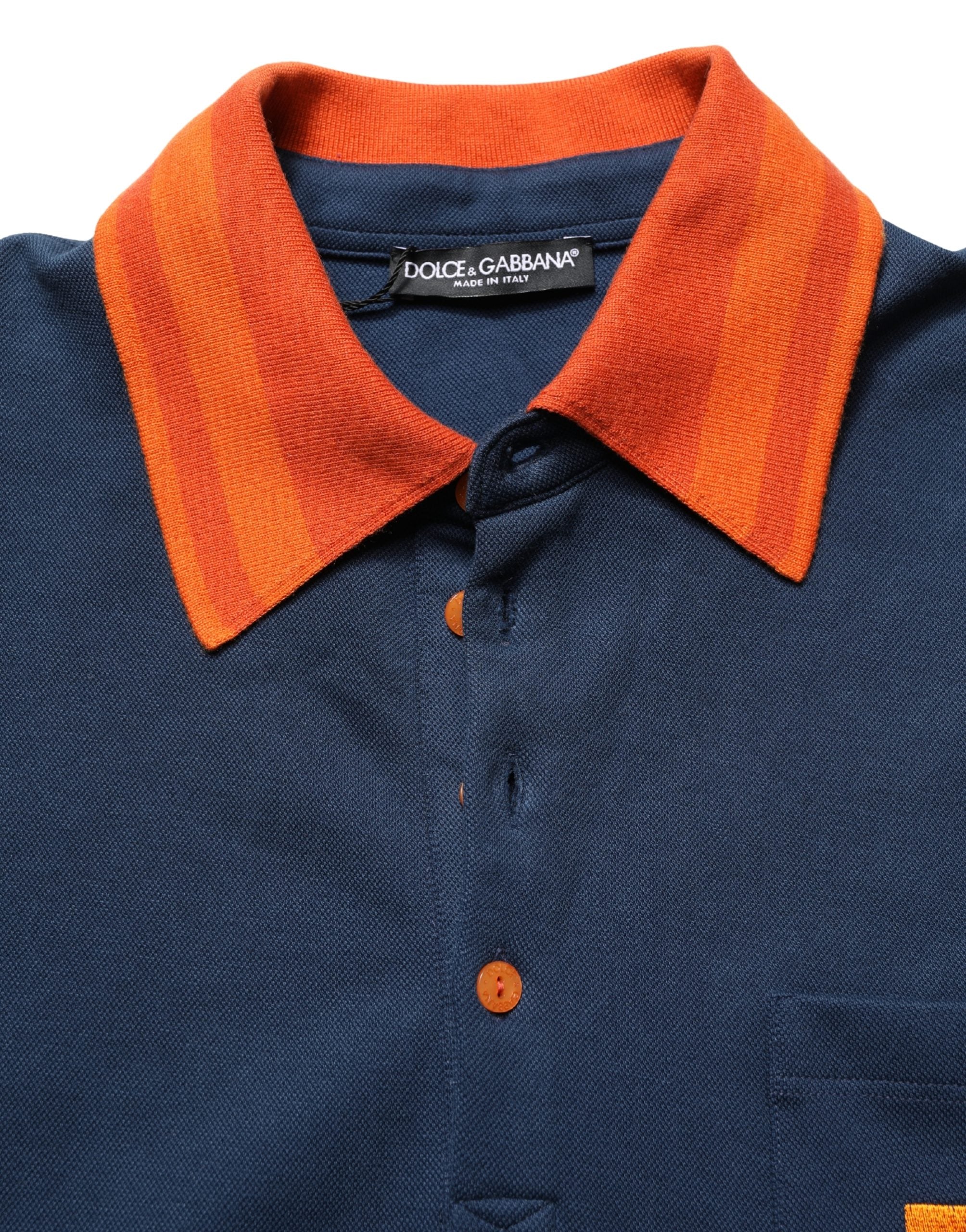 Dolce & Gabbana Navy Blue Cotton Logo Short Sleeves Men Polo T-shirt Dolce & Gabbana