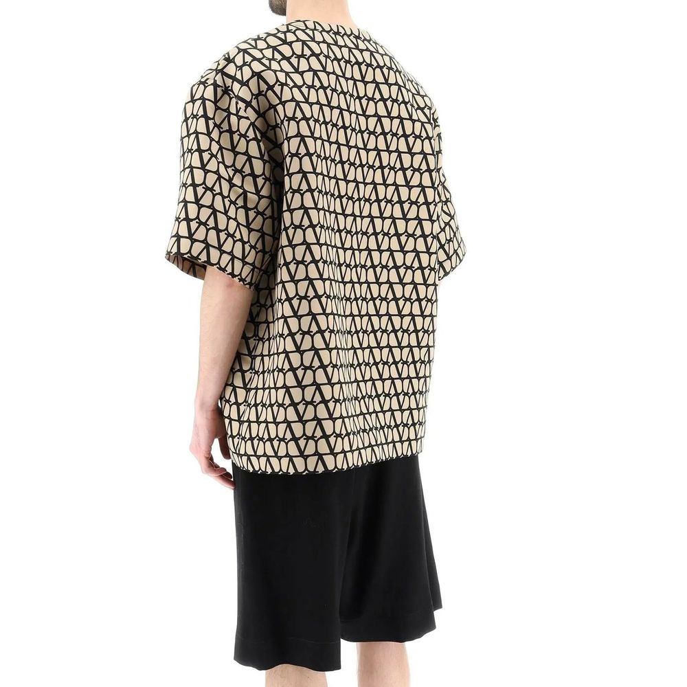 Valentino Brown Silk T-Shirt Valentino