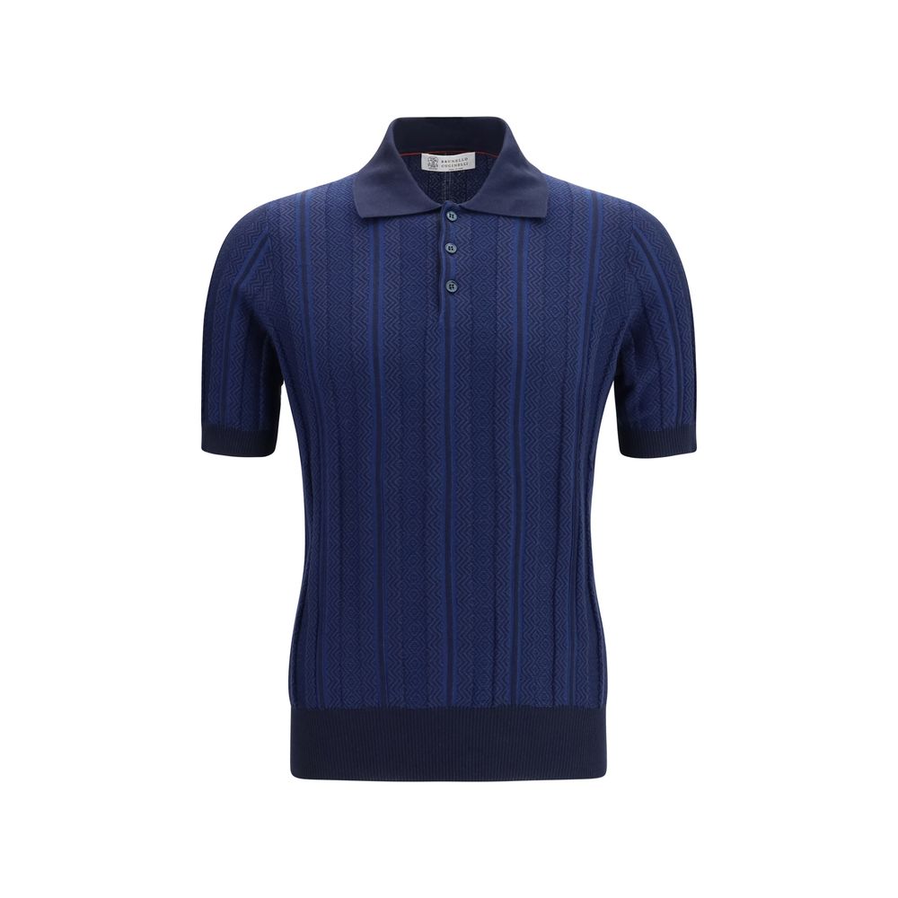 Brunello Cucinelli Blue Cotton Polo Shirt Brunello Cucinelli