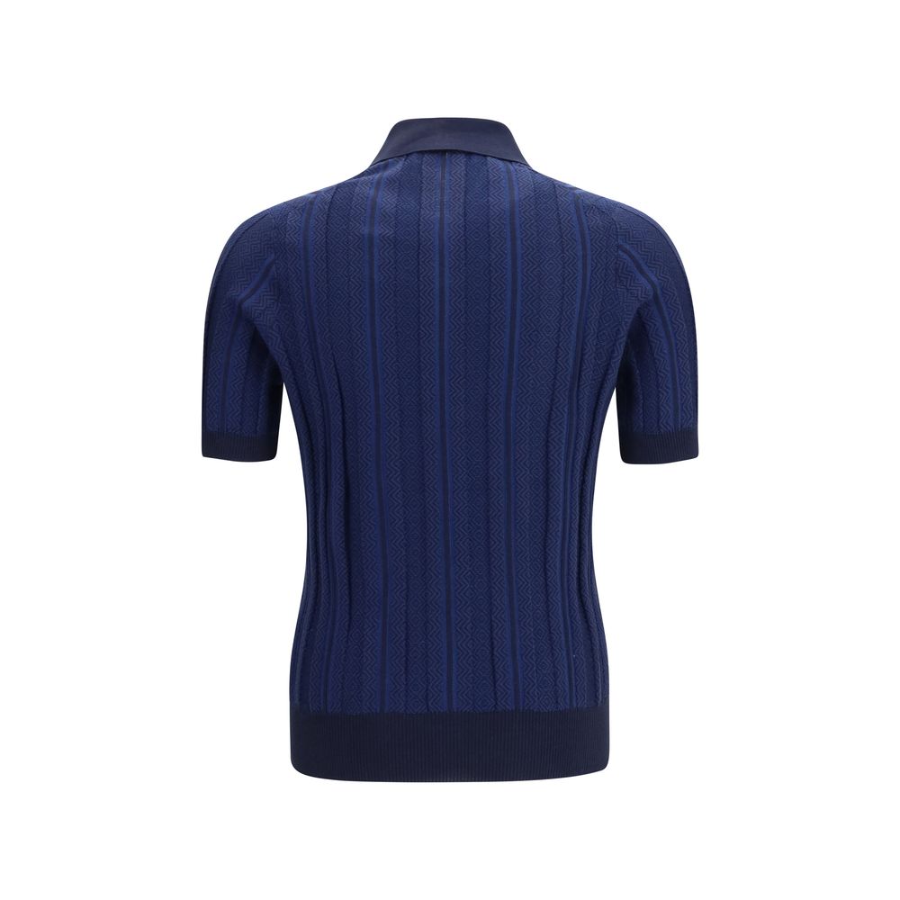 Brunello Cucinelli Blue Cotton Polo Shirt Brunello Cucinelli