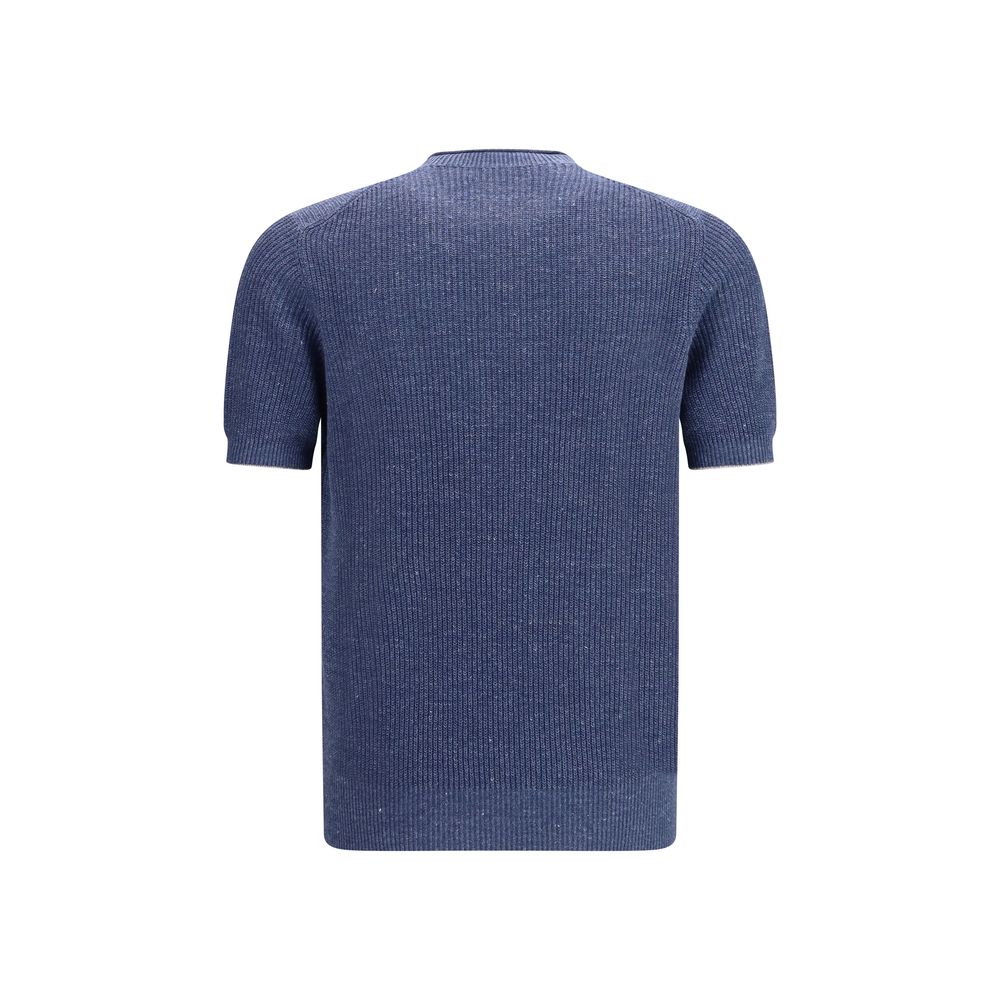 Brunello Cucinelli Blue Linen T-Shirt Brunello Cucinelli