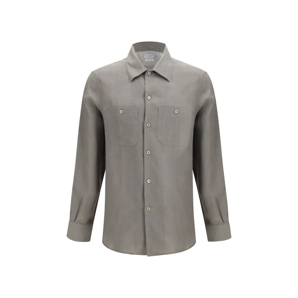 Brunello Cucinelli Bicolor Linen Dress Shirt Brunello Cucinelli