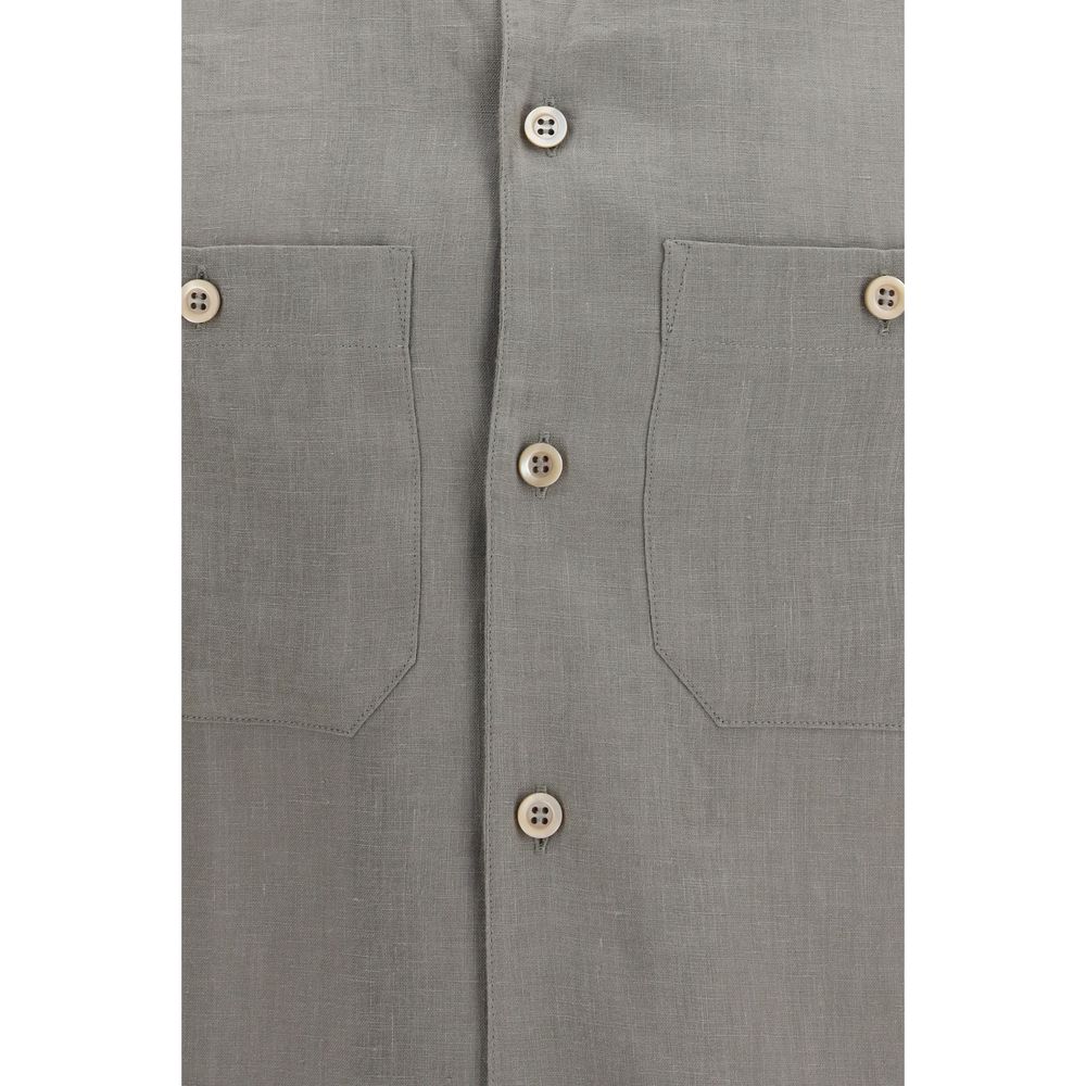 Brunello Cucinelli Bicolor Linen Dress Shirt Brunello Cucinelli