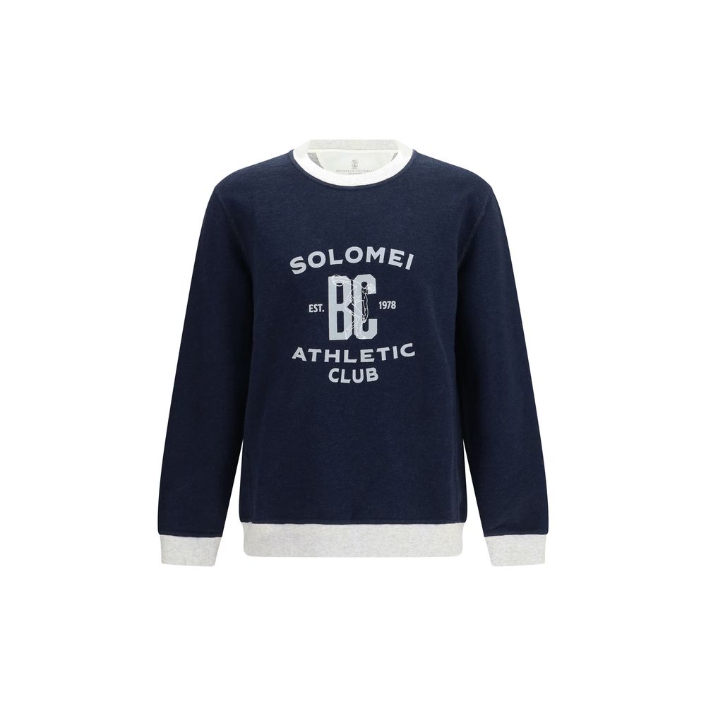 Brunello Cucinelli Blue Cotton Sweatshirt Brunello Cucinelli