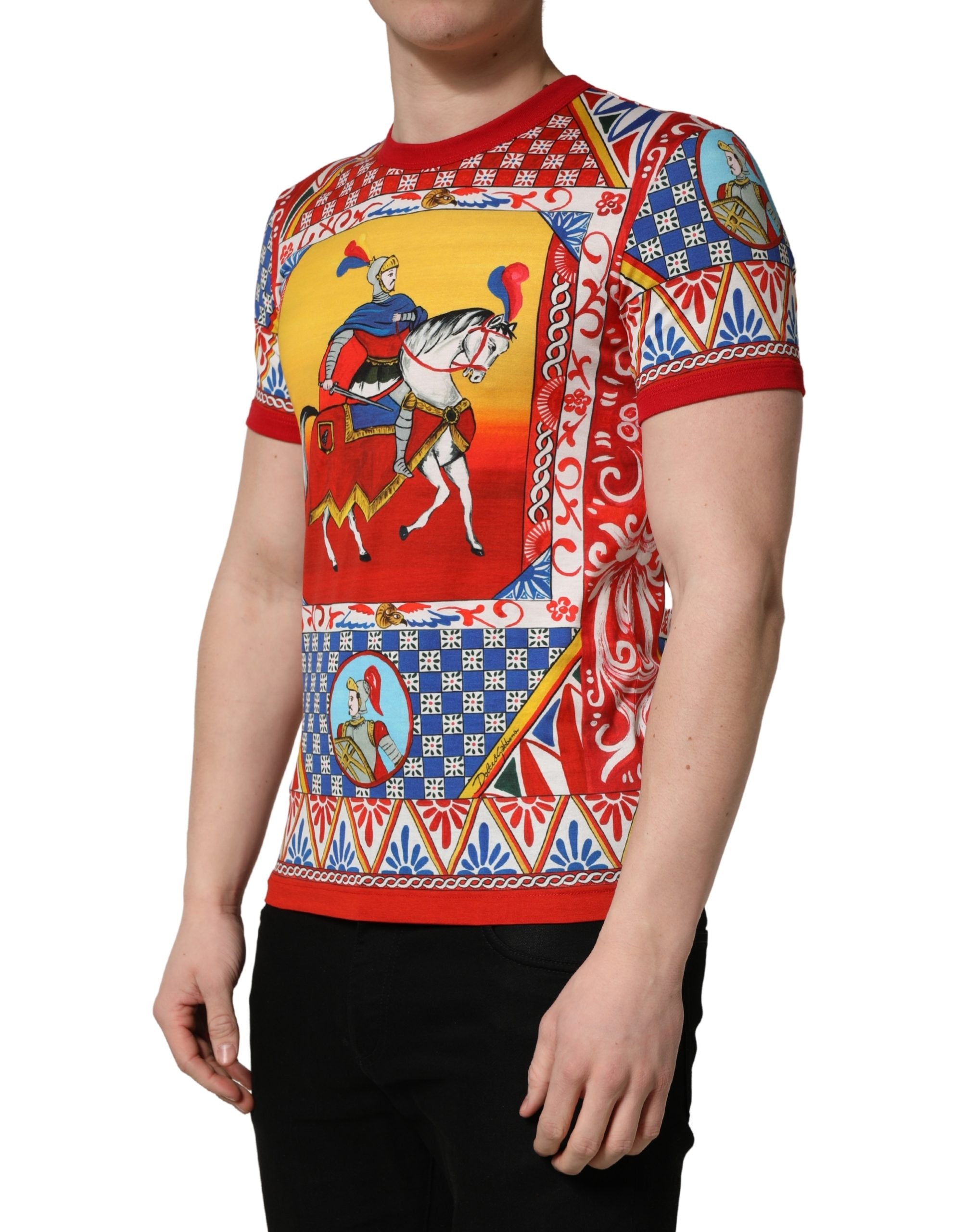 Dolce & Gabbana Multicolor Carretto Print Crew Neck T-shirt Dolce & Gabbana