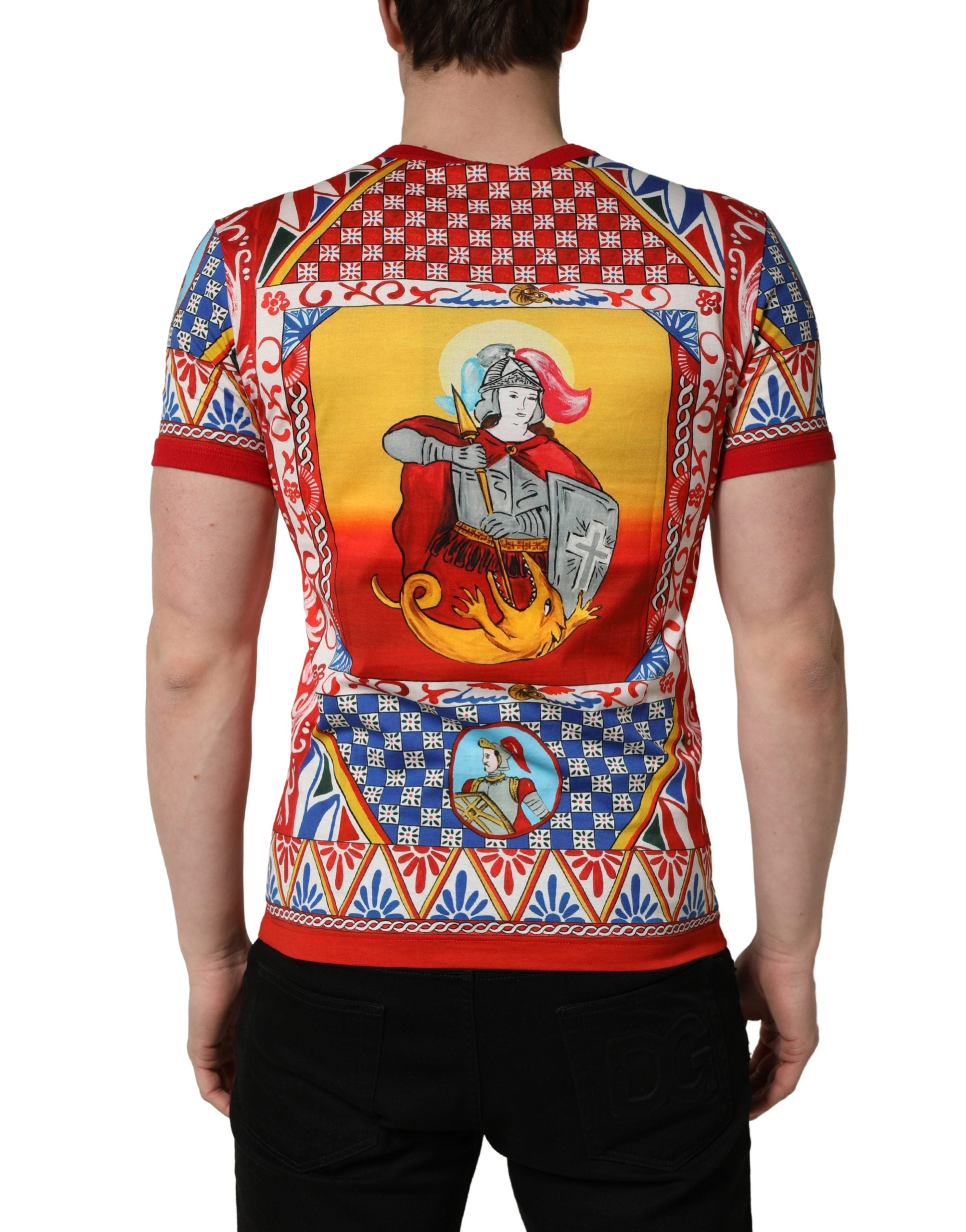 Dolce & Gabbana Multicolor Carretto Print Crew Neck T-shirt Dolce & Gabbana