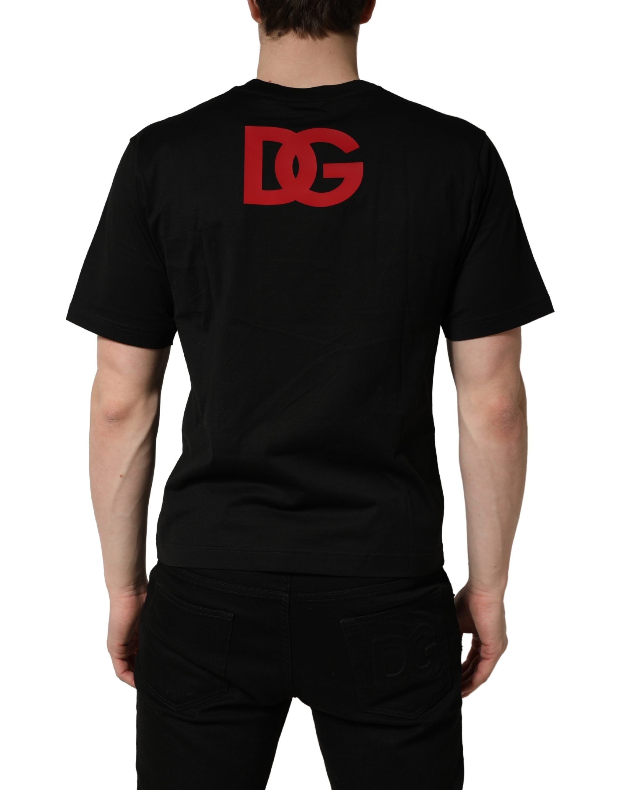 Dolce & Gabbana Black Cotton Jersey Logo Patch Crew Neck T-shirt Dolce & Gabbana