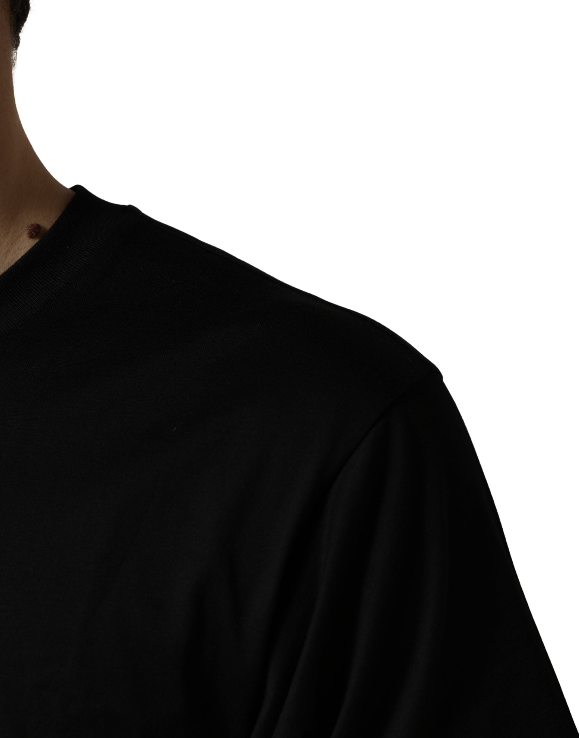 Dolce & Gabbana Black Cotton Jersey Logo Patch Crew Neck T-shirt Dolce & Gabbana