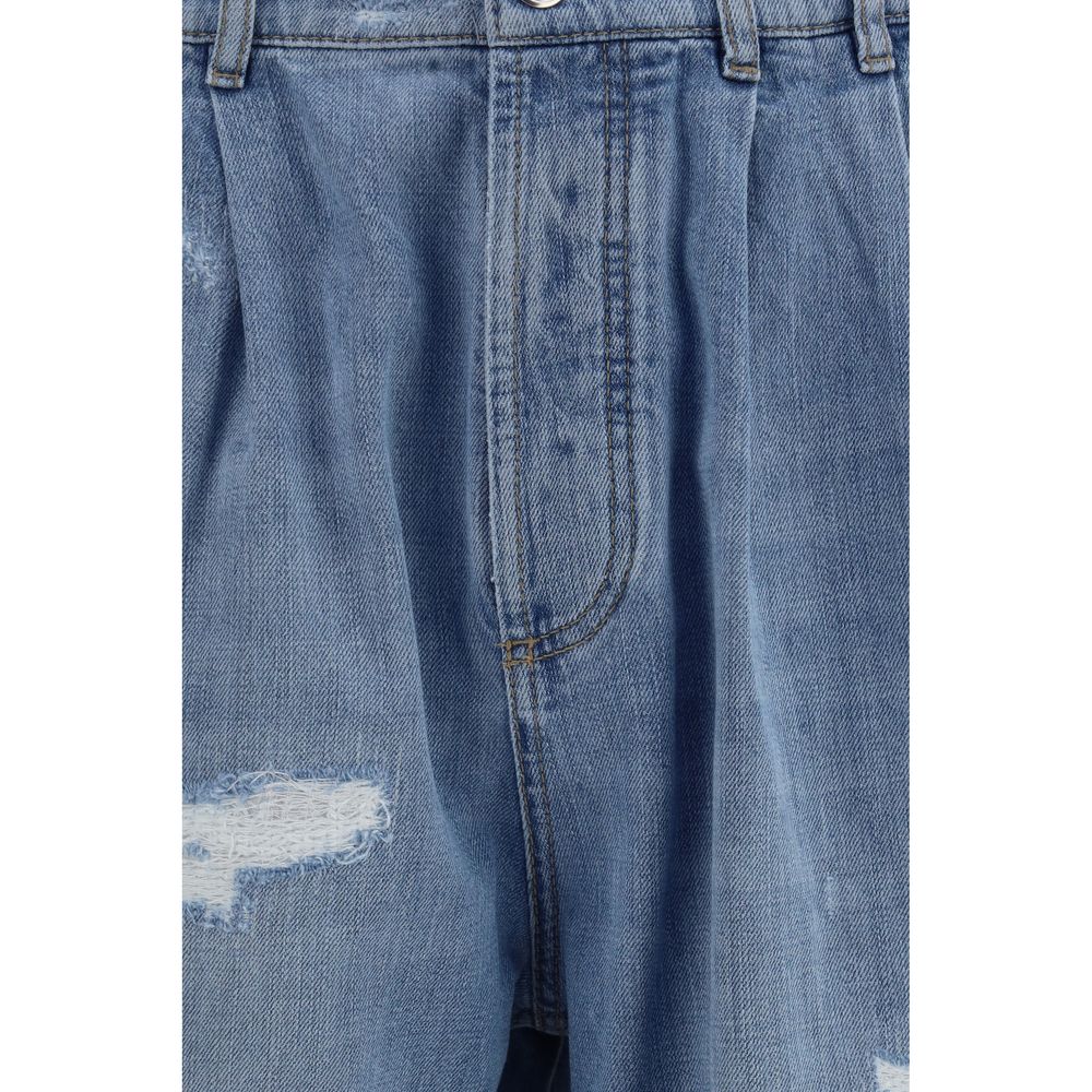 Brunello Cucinelli Blue Cotton Straight-Leg Jeans Brunello Cucinelli