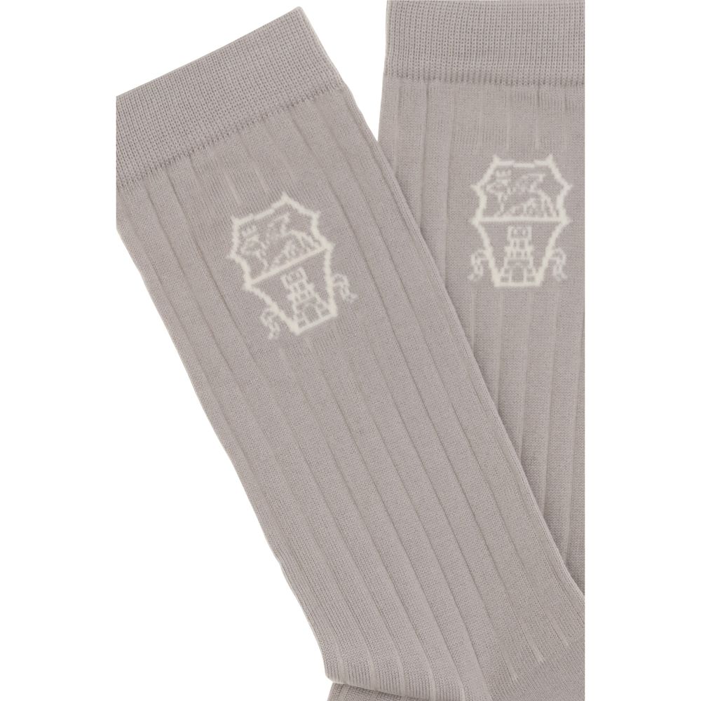 Brunello Cucinelli Beige Cotton Socks Brunello Cucinelli