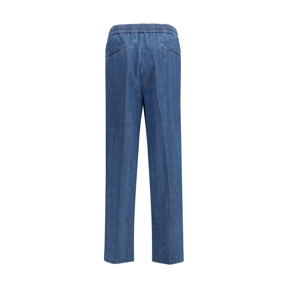 Brunello Cucinelli Blue Cotton Casual Pants Brunello Cucinelli