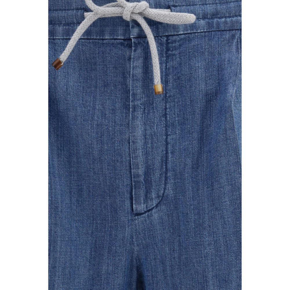 Brunello Cucinelli Blue Cotton Casual Pants Brunello Cucinelli
