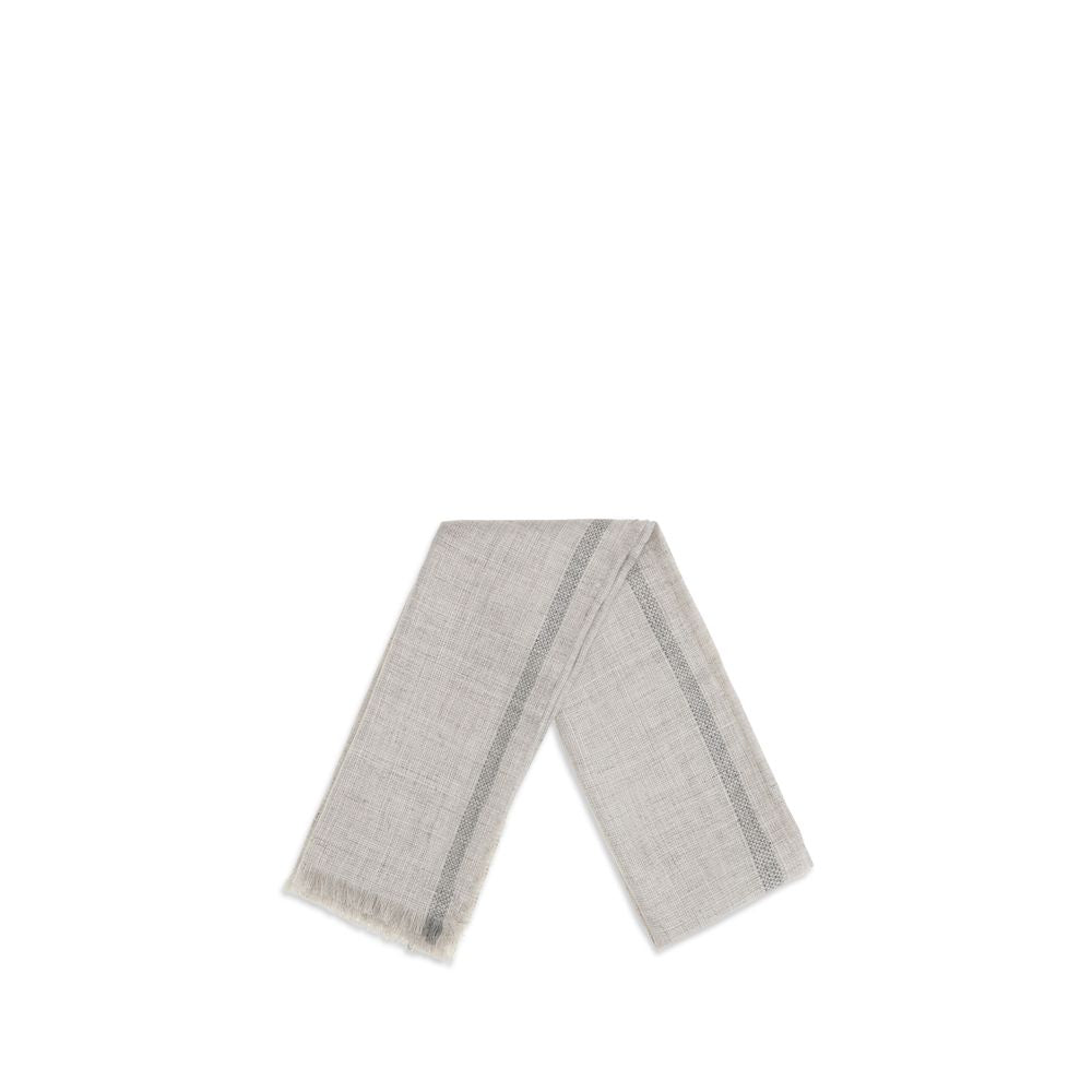 Brunello Cucinelli Gray Linen Scarf Brunello Cucinelli