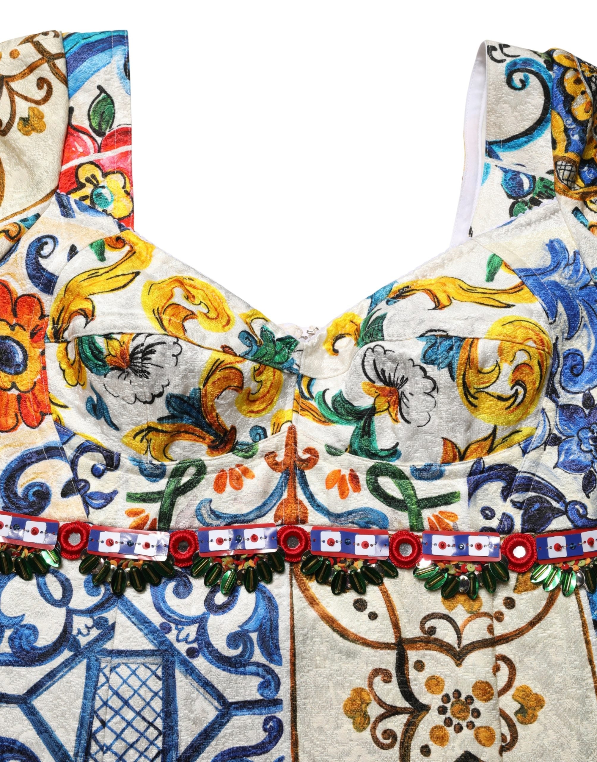 Dolce & Gabbana Multicolor Majolica Print Cotton Mini Dress Dolce & Gabbana