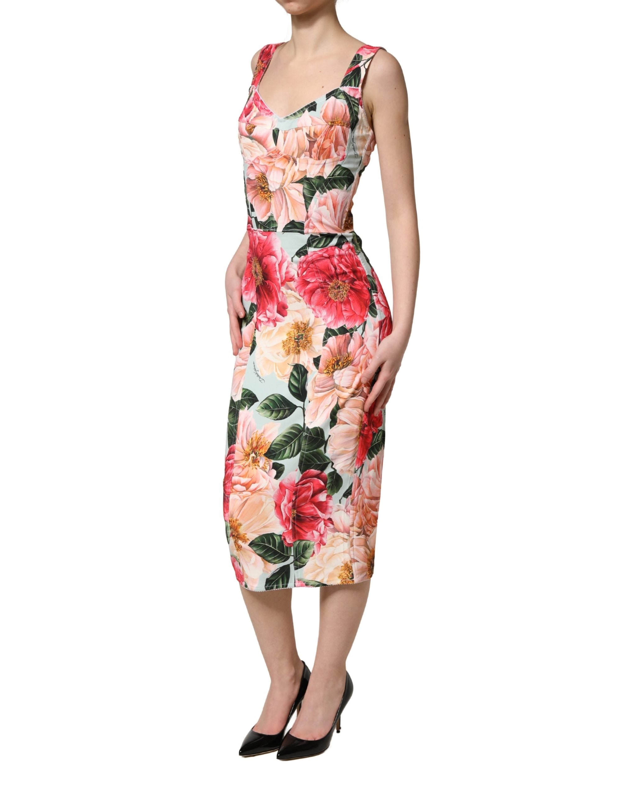Dolce & Gabbana Multicolor Floral Print Viscose Sheath Dress Dolce & Gabbana