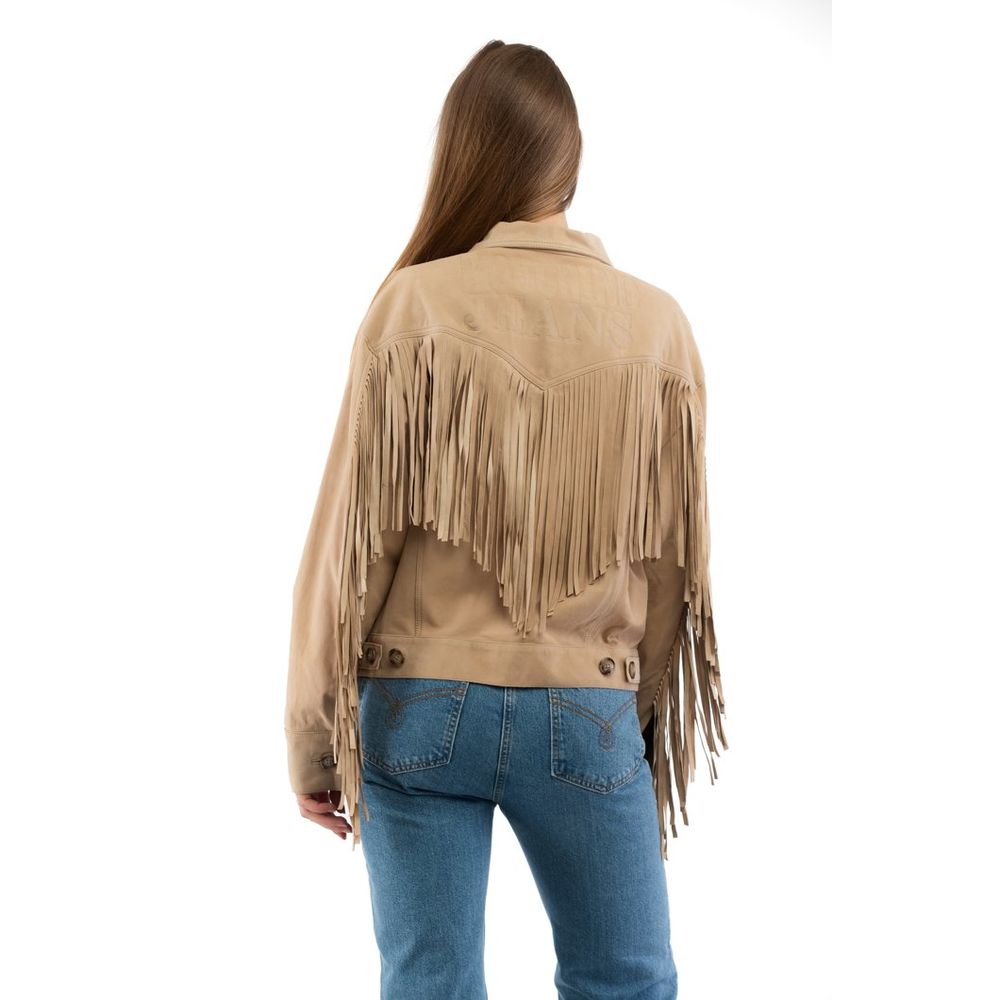 Moschino Beige Cotton Leather Jacket Moschino