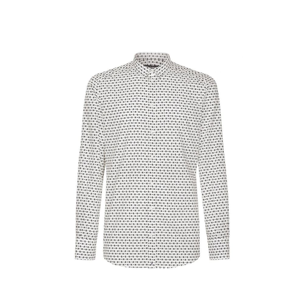 Dolce & Gabbana White Cotton Pattern Shirt Dolce & Gabbana
