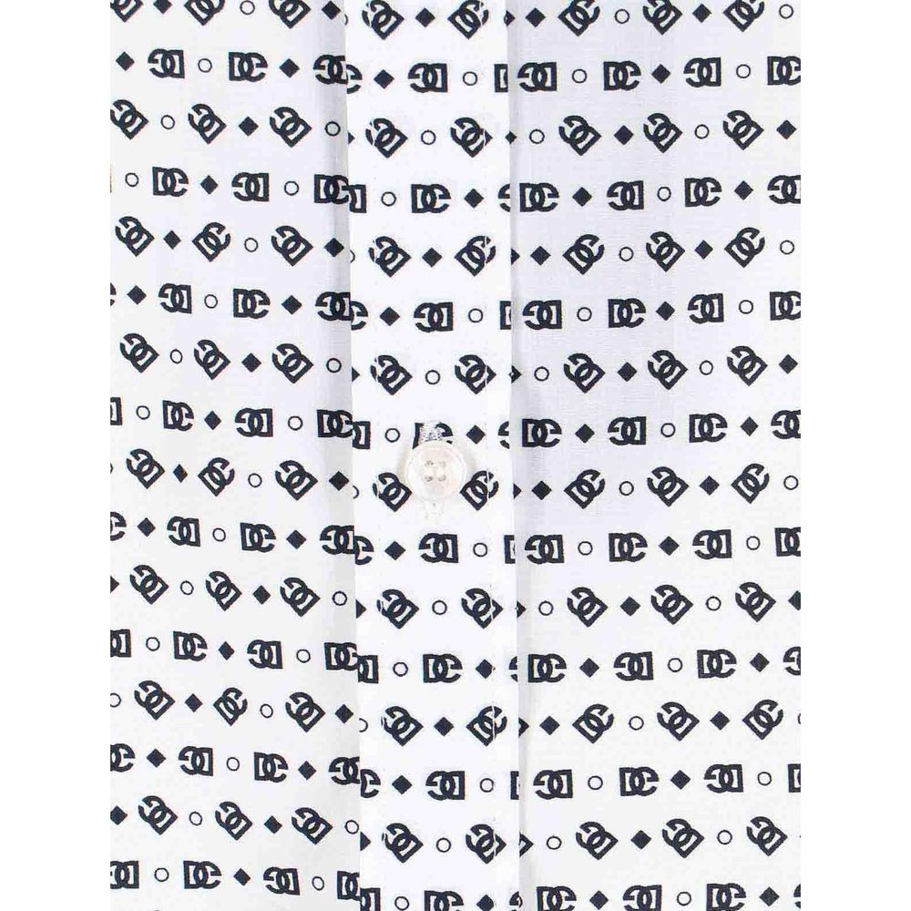 Dolce & Gabbana White Cotton Pattern Shirt Dolce & Gabbana
