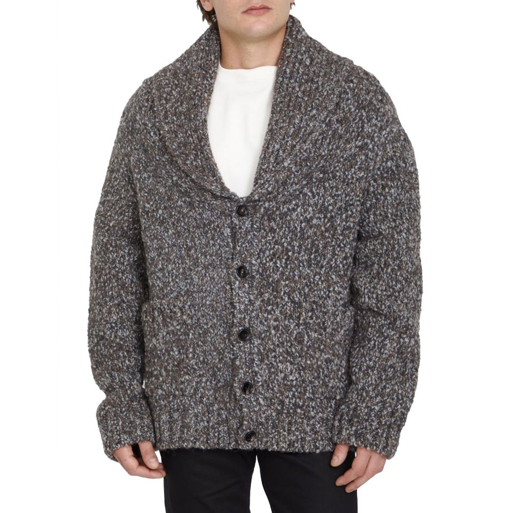Bottega Veneta Gray Alpaca Leather Cardigan Bottega Veneta