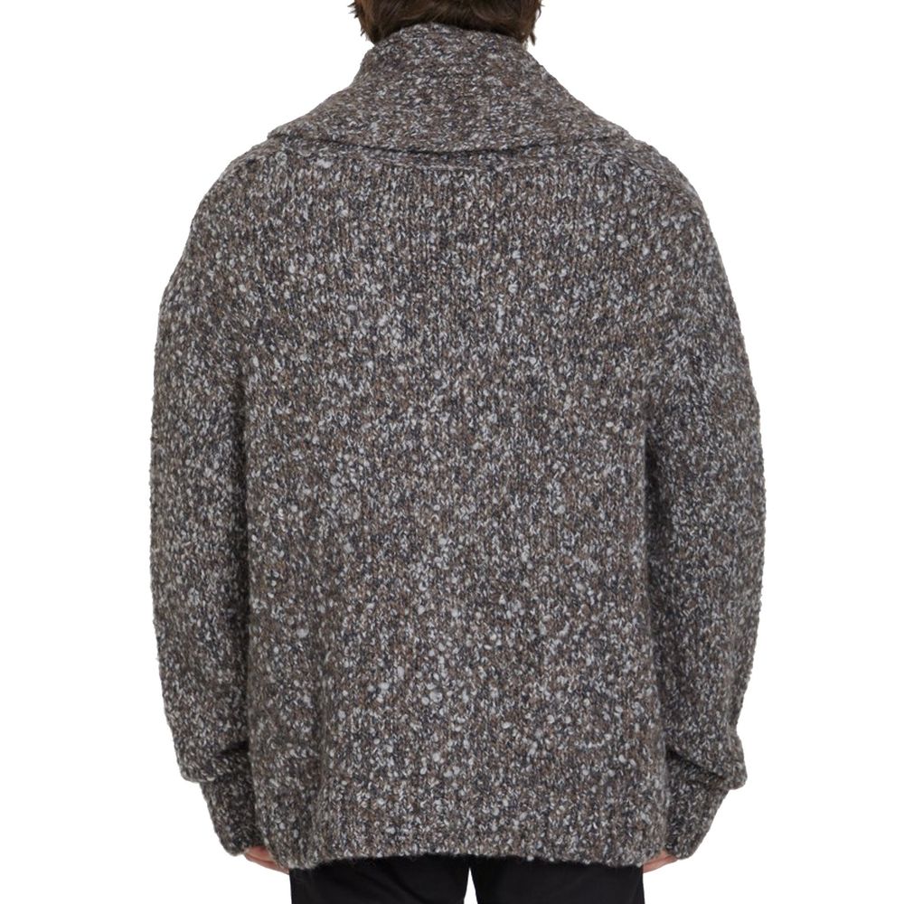 Bottega Veneta Gray Alpaca Leather Cardigan Bottega Veneta