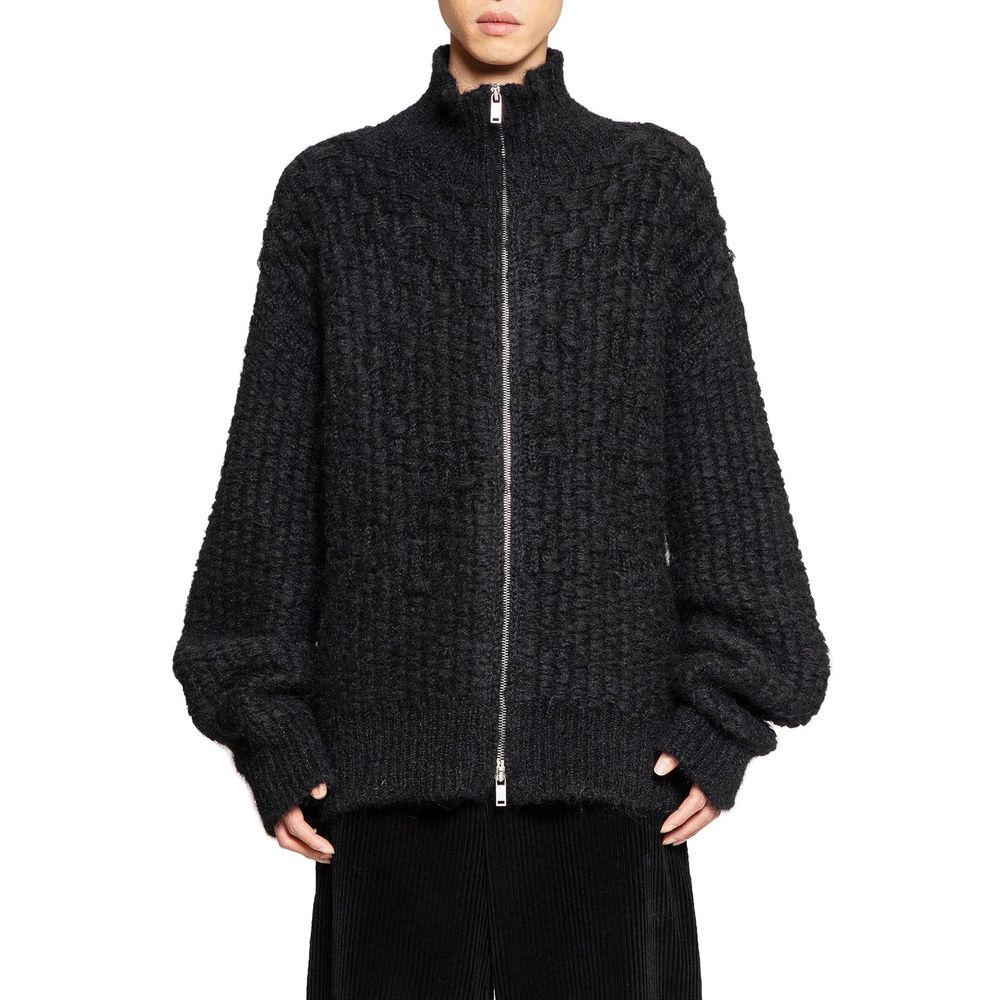 Jil Sander Black Alpaca Leather Cardigan Jil Sander