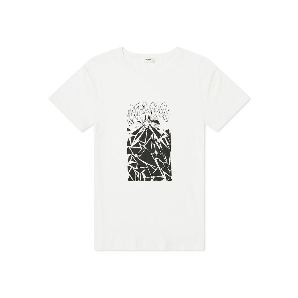 Celine White Cotton T-Shirt Celine