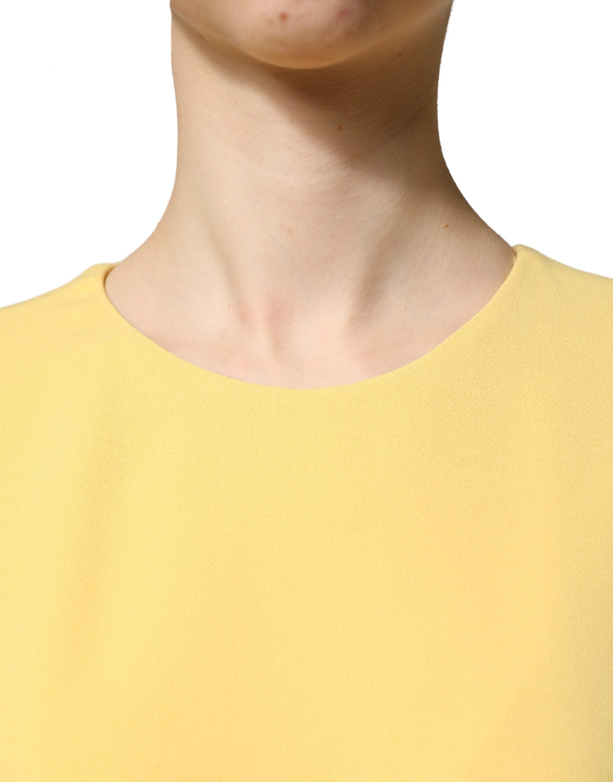 Dolce & Gabbana Yellow Short-Sleeved Crew Neck Midi Dress Dolce & Gabbana