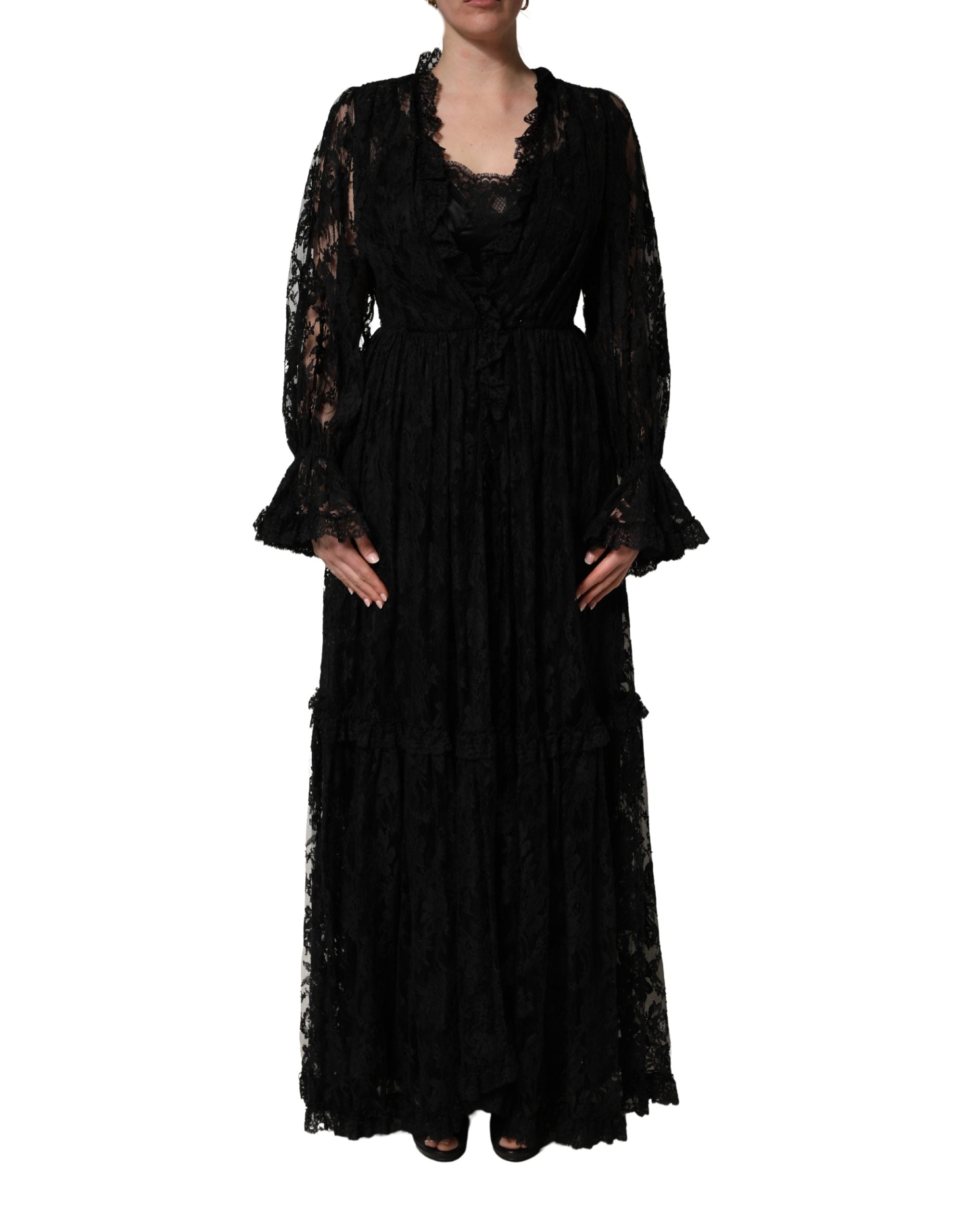 Dolce & Gabbana Black Lace A-line Long Evening Gown Dress Dolce & Gabbana