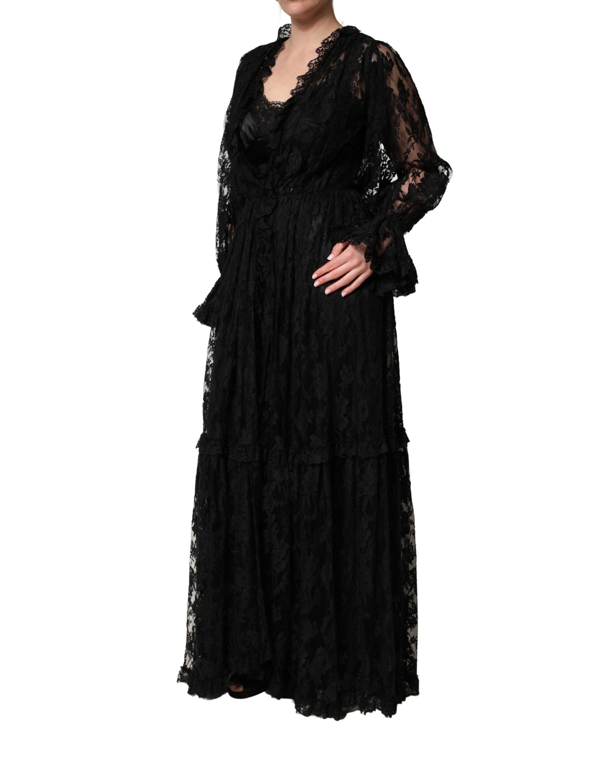 Dolce & Gabbana Black Lace A-line Long Evening Gown Dress Dolce & Gabbana