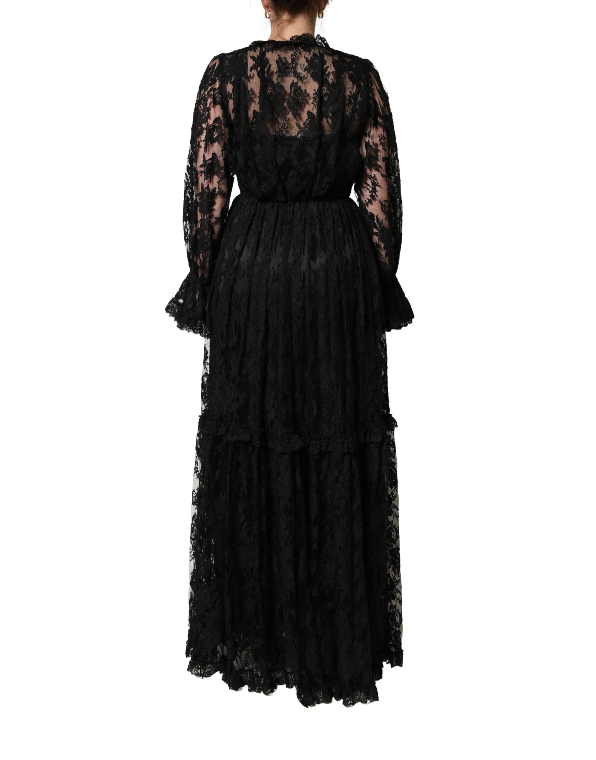 Dolce & Gabbana Black Lace A-line Long Evening Gown Dress Dolce & Gabbana