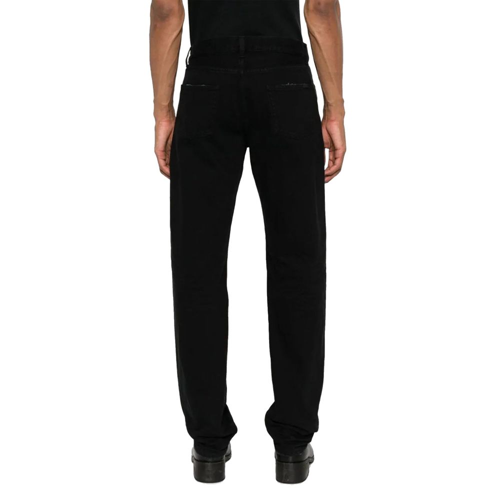 Saint Laurent Black Cotton Straight-Leg Jeans Saint Laurent