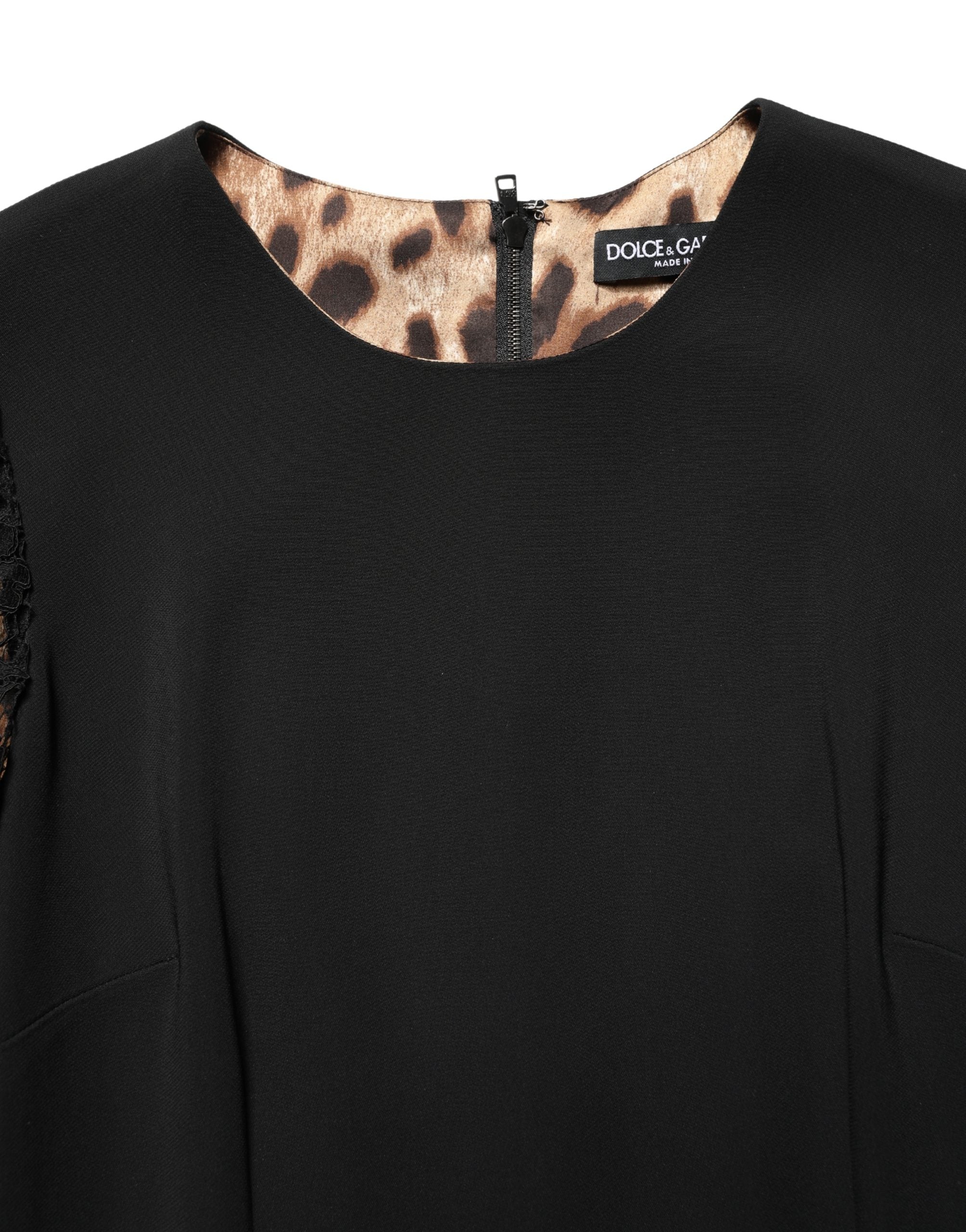 Dolce & Gabbana Black Viscose Lace Long Sleeves Mini Dress Dolce & Gabbana