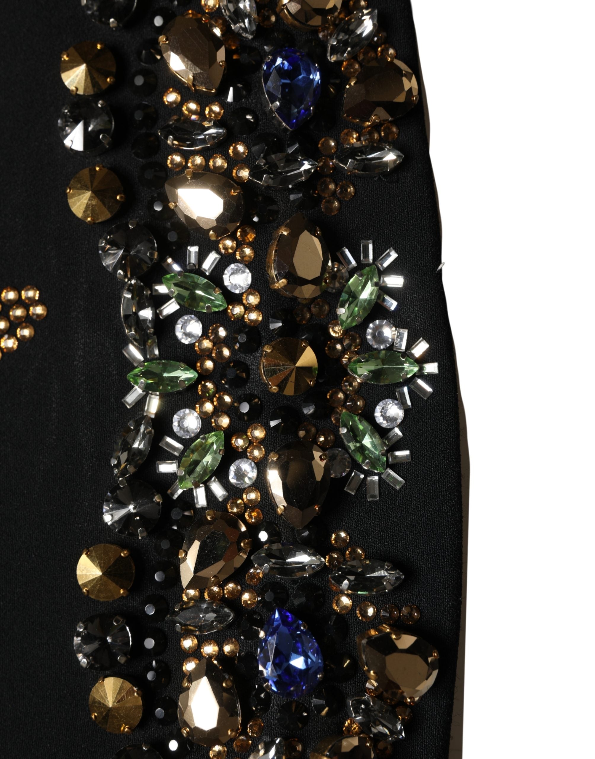 Dolce & Gabbana Black Sleeveless Floral Bead Embellishments Dress Dolce & Gabbana