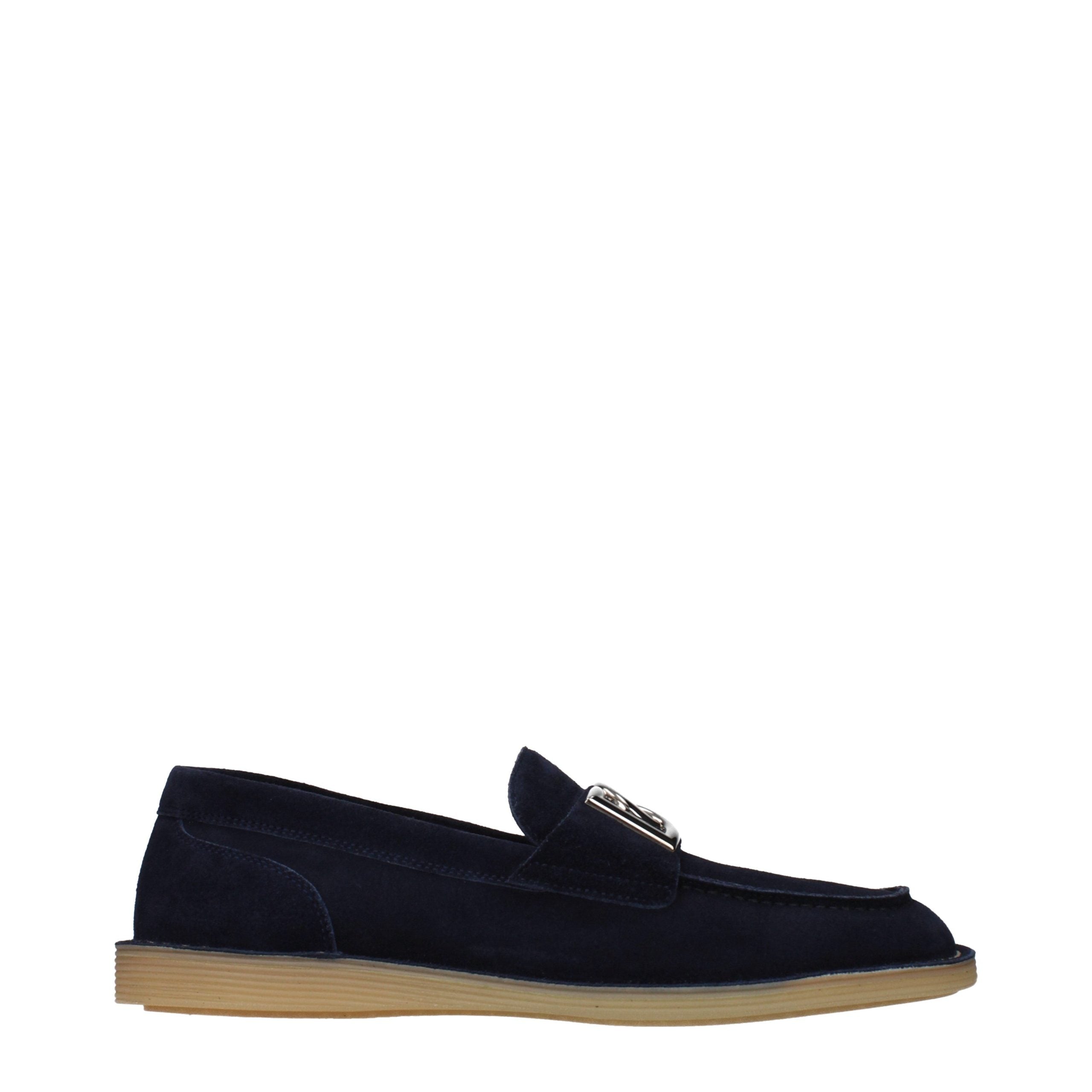 Dolce & Gabbana Blue Leather Slip-On Loafers Dolce & Gabbana