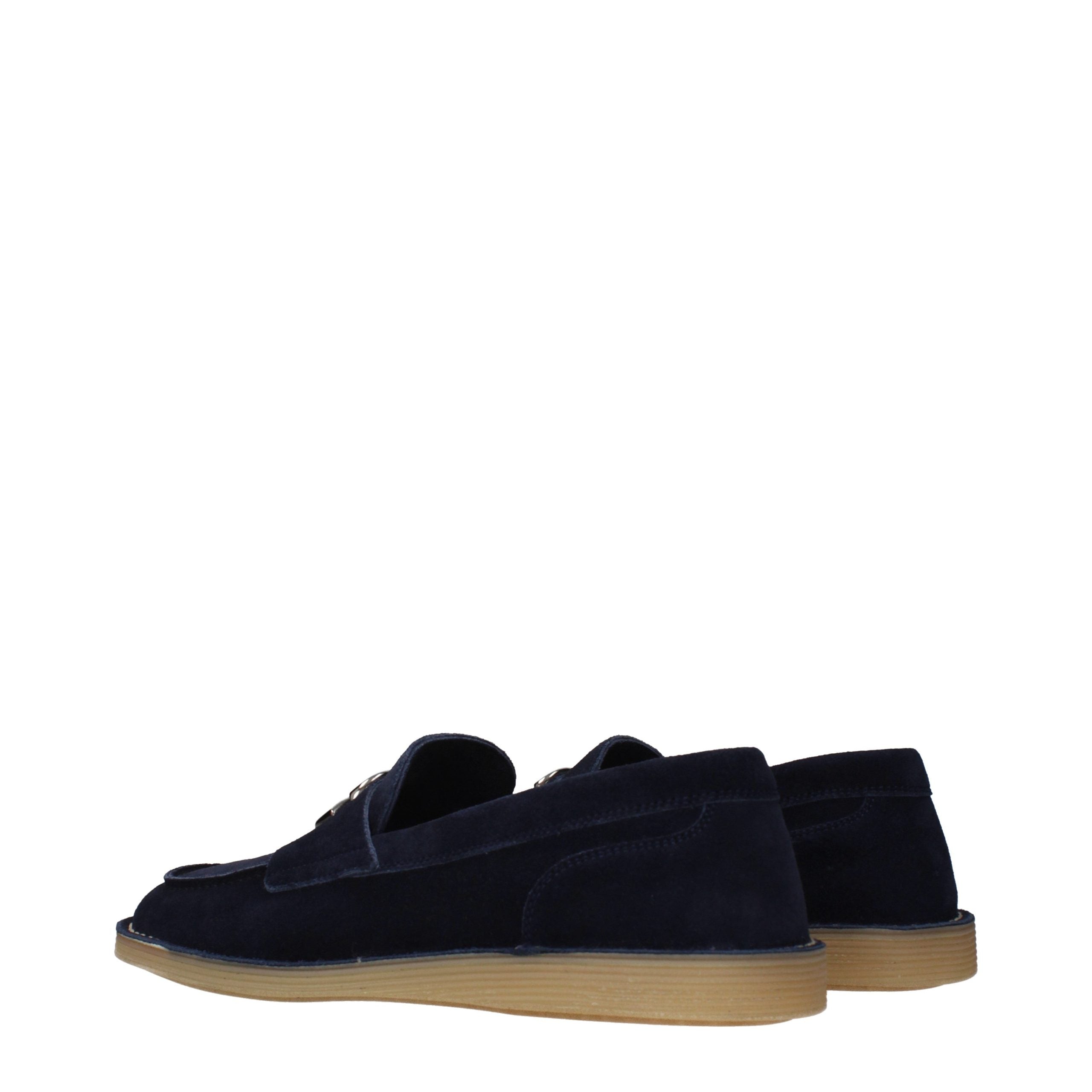 Dolce & Gabbana Blue Leather Slip-On Loafers Dolce & Gabbana