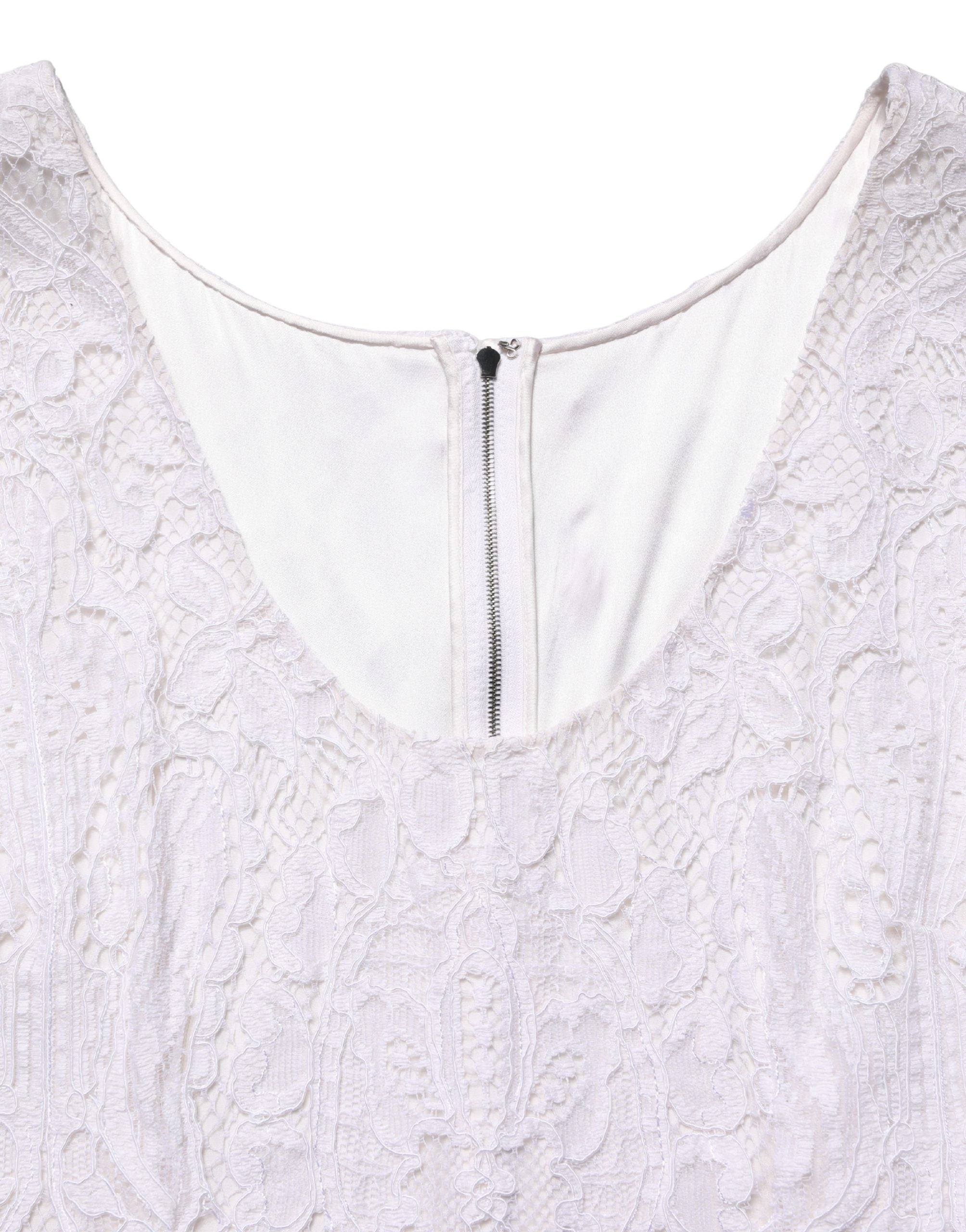 Dolce & Gabbana White Floral Lace Sleeveless Midi Dress Dolce & Gabbana