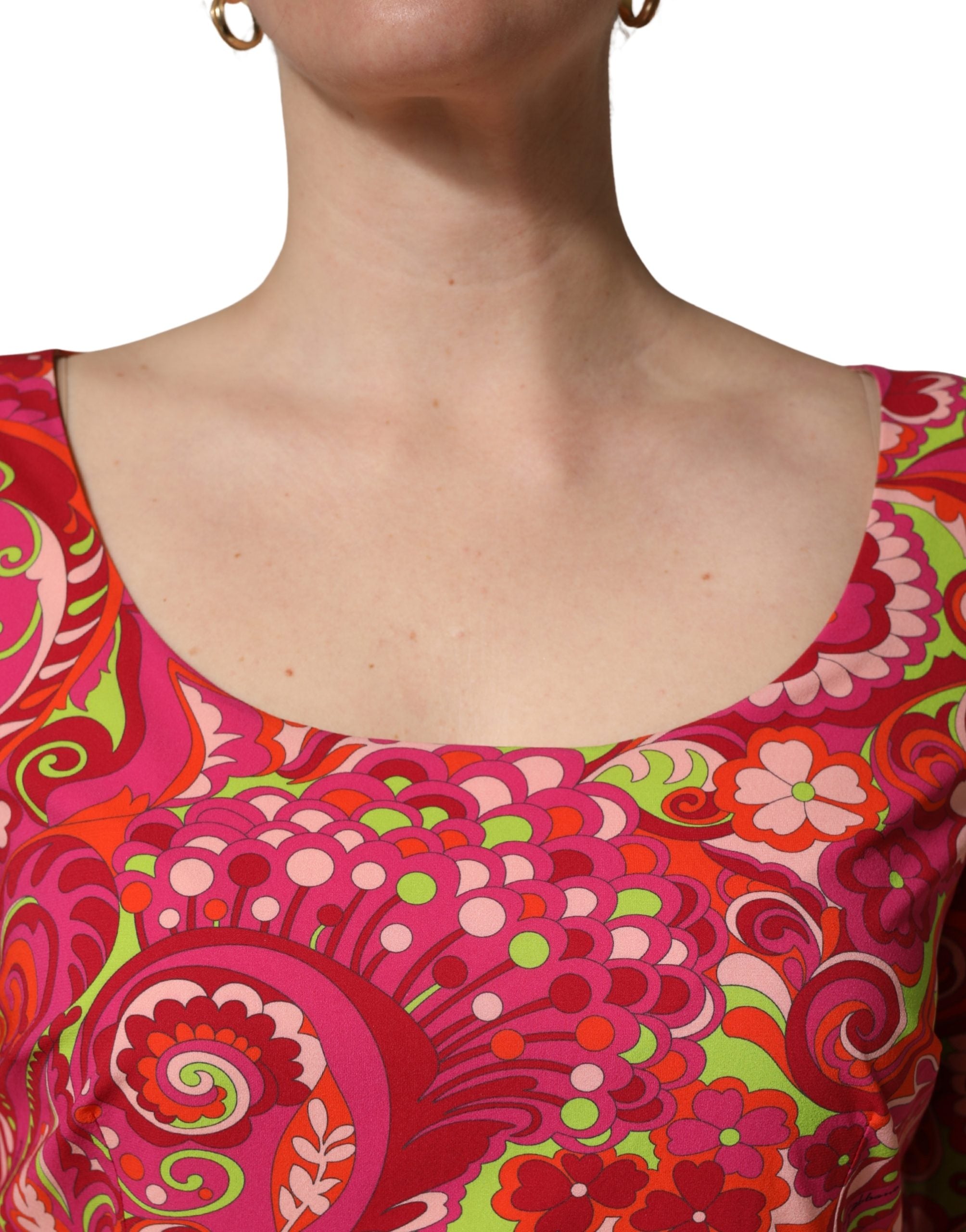 Dolce & Gabbana Red Paisley Floral Print Sheath Midi Dress Dolce & Gabbana