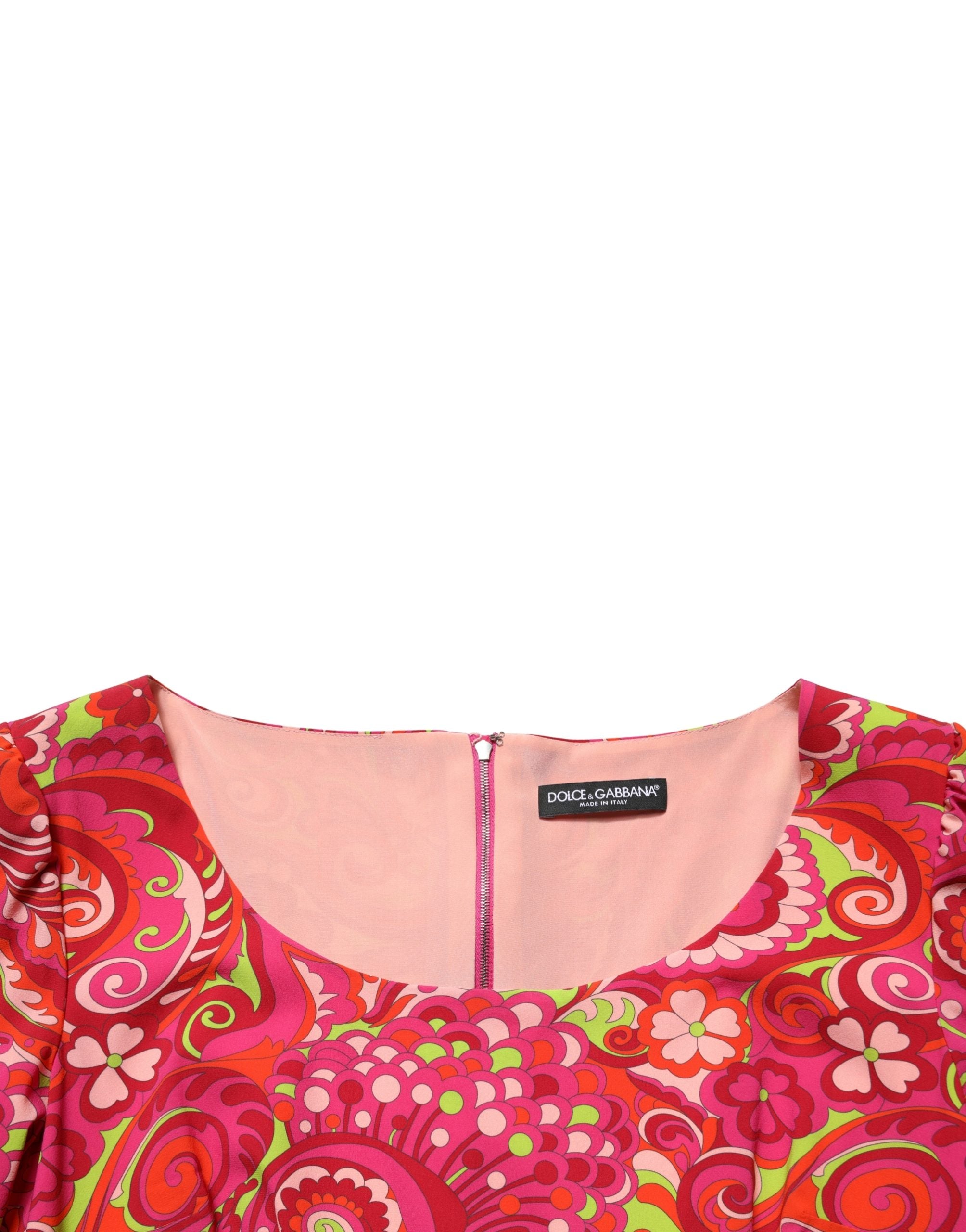 Dolce & Gabbana Red Paisley Floral Print Sheath Midi Dress Dolce & Gabbana