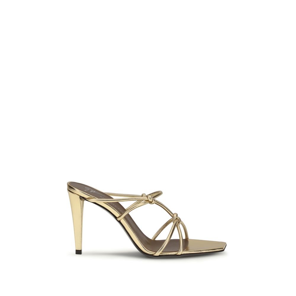 Giuseppe Zanotti Gold Calf Leather Bos Taurus Stiletto Heel Sandals Giuseppe Zanotti