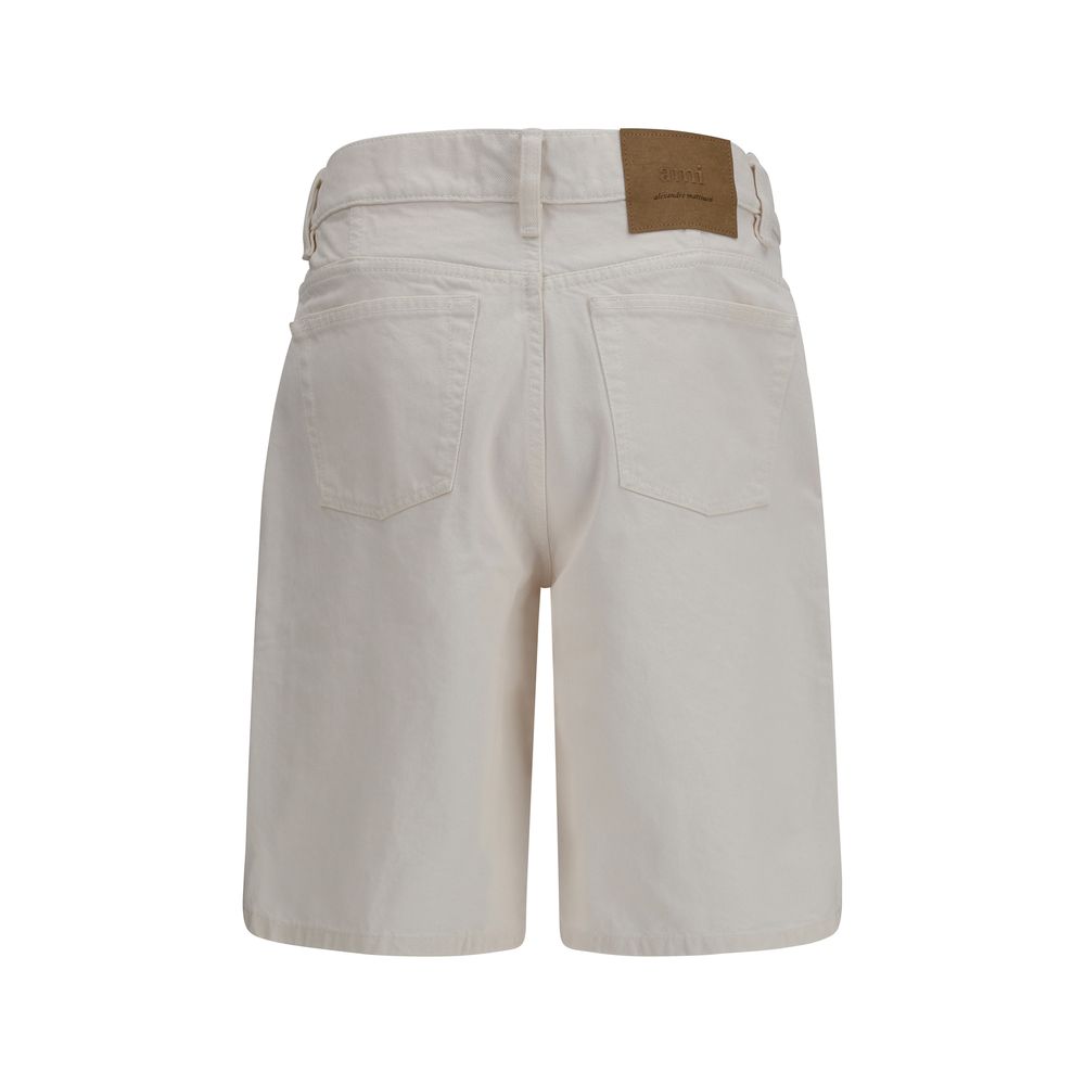 Ami Paris White Cotton Bermuda Shorts Ami Paris