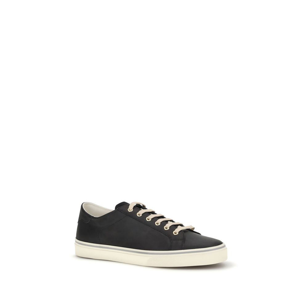 Brunello Cucinelli Black Calf Leather Bos Taurus Low Top Sneakers Brunello Cucinelli