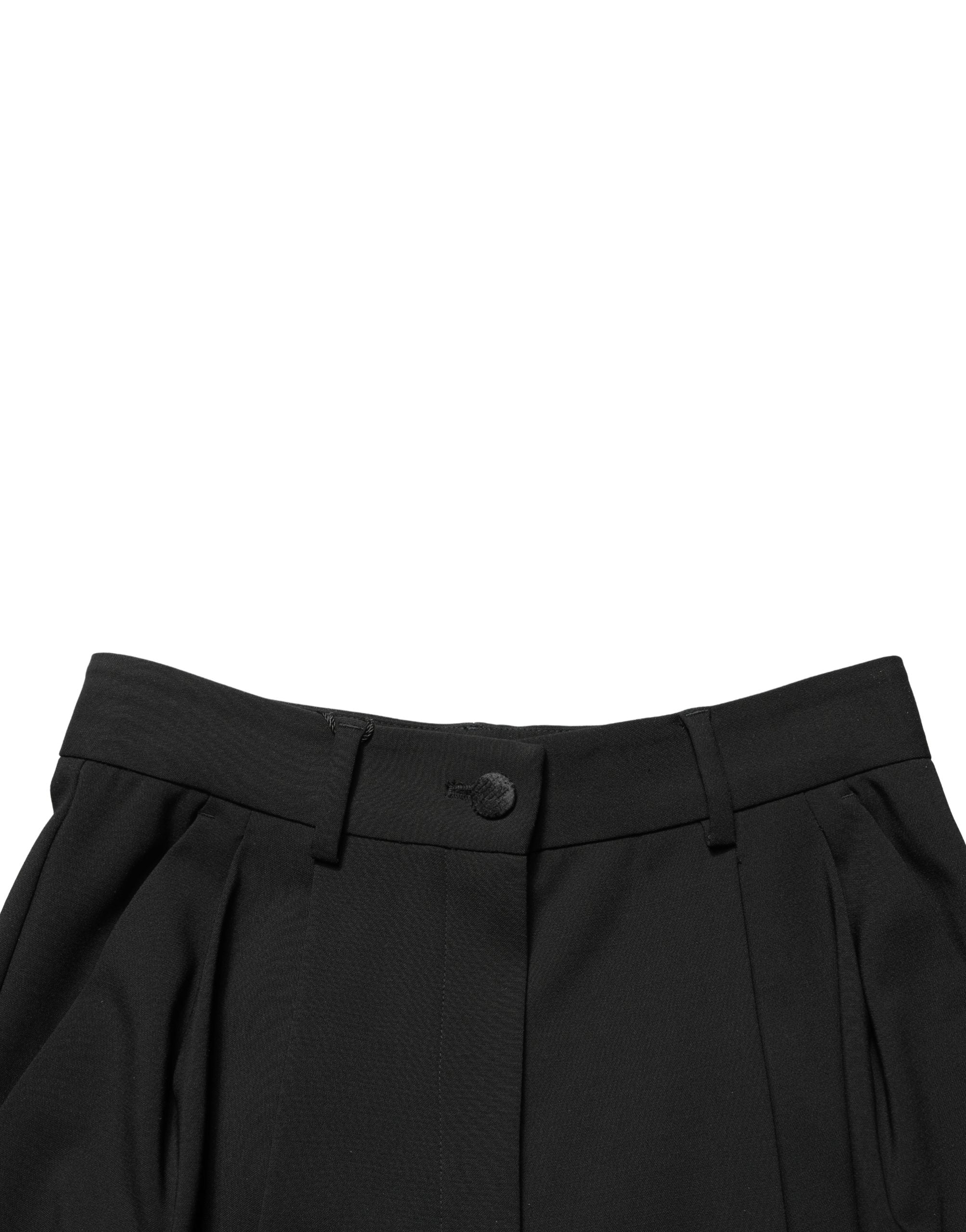 Dolce & Gabbana Black Wool High Waist Cropped Trouser Pants Dolce & Gabbana