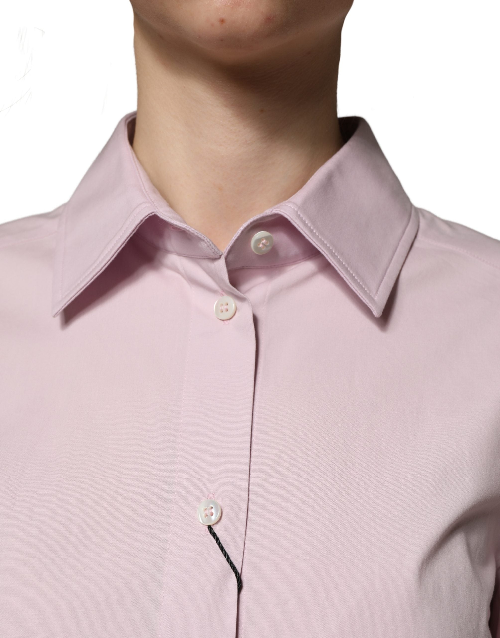 Dolce & Gabbana Pink Cotton Long Sleeves Collared Shirt Top Dolce & Gabbana