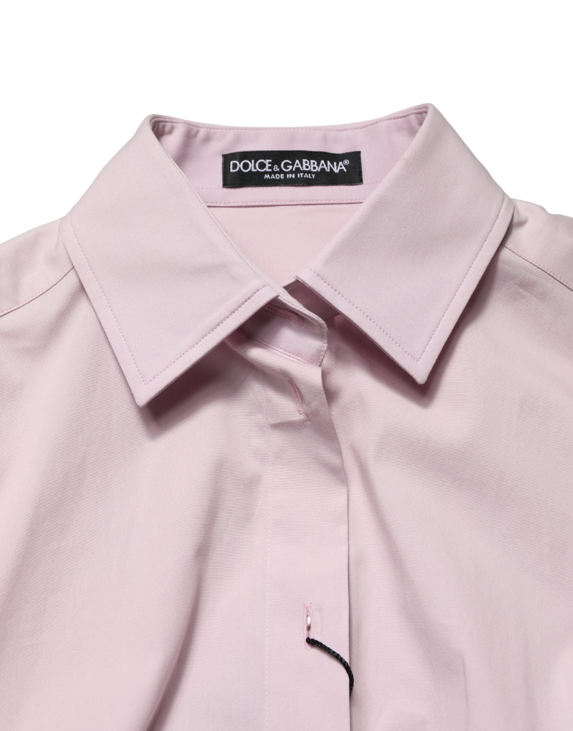 Dolce & Gabbana Pink Cotton Long Sleeves Collared Shirt Top Dolce & Gabbana