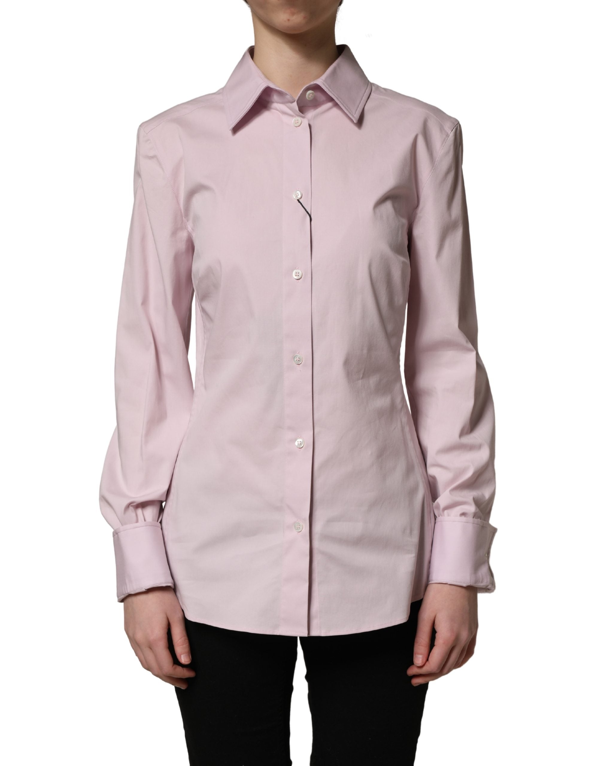 Dolce & Gabbana Pink Cotton Long Sleeves Collared Shirt Top Dolce & Gabbana