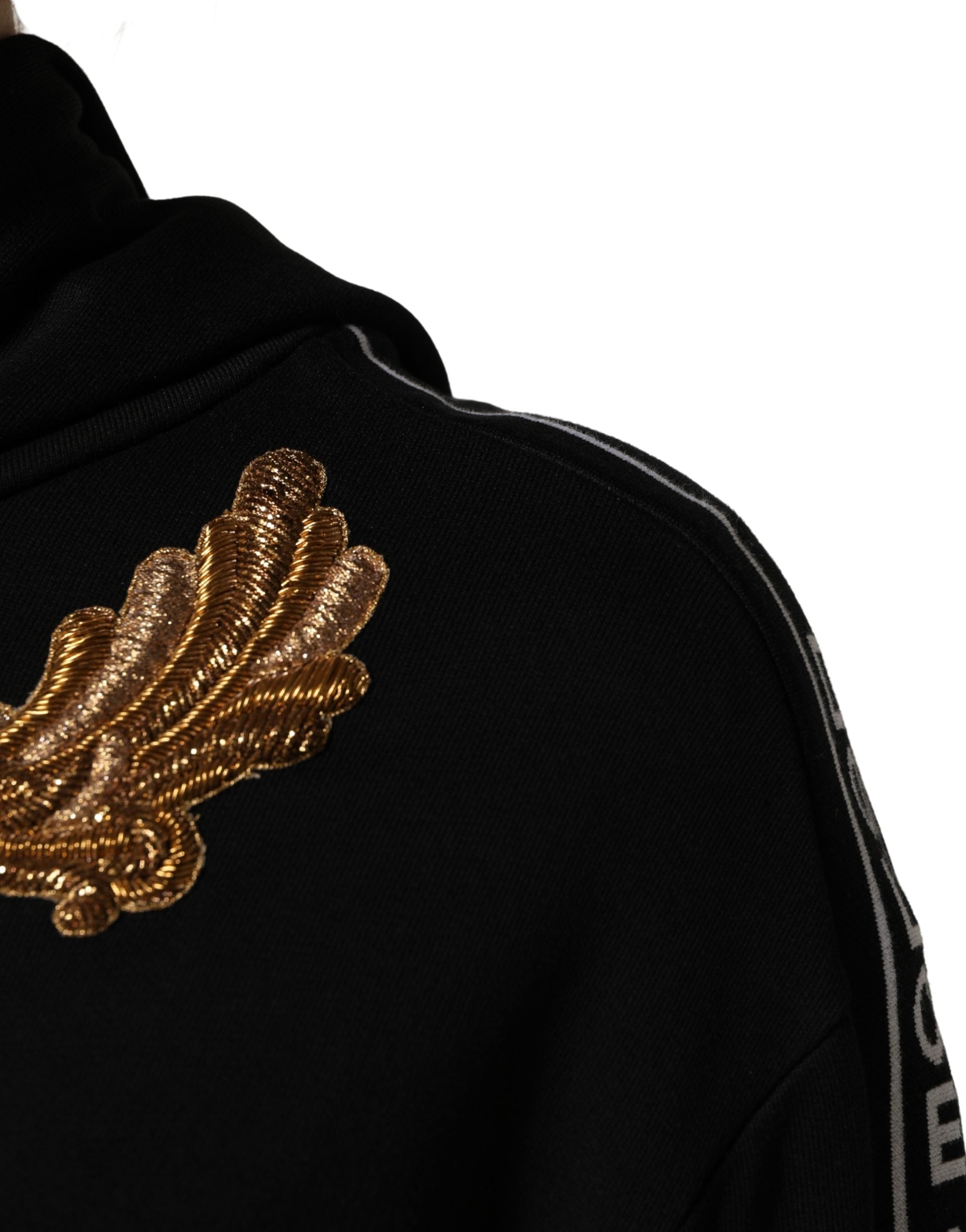Dolce & Gabbana Black Embroidered Tassel Hooded Sweatshirt Sweater Dolce & Gabbana