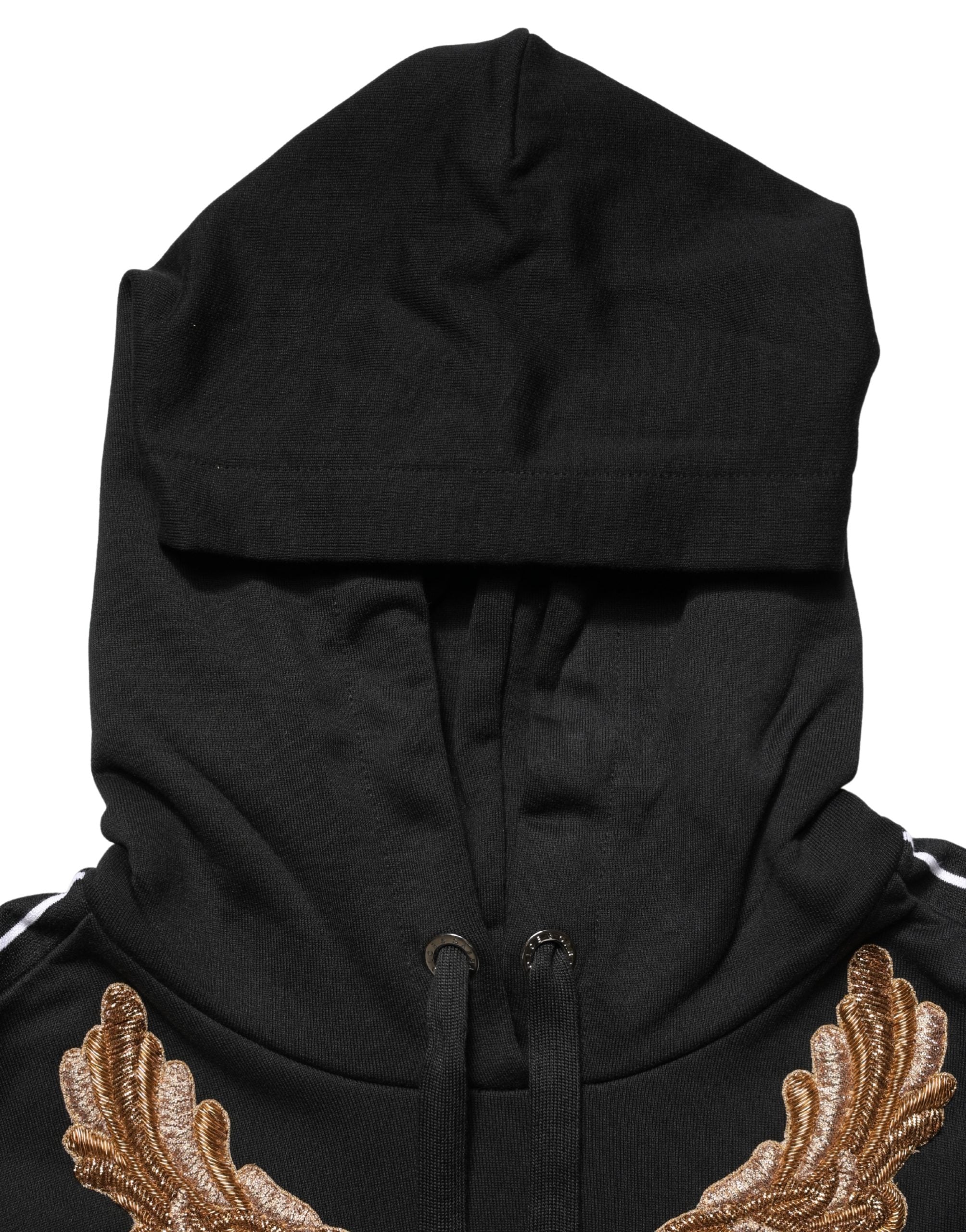 Dolce & Gabbana Black Embroidered Tassel Hooded Sweatshirt Sweater Dolce & Gabbana