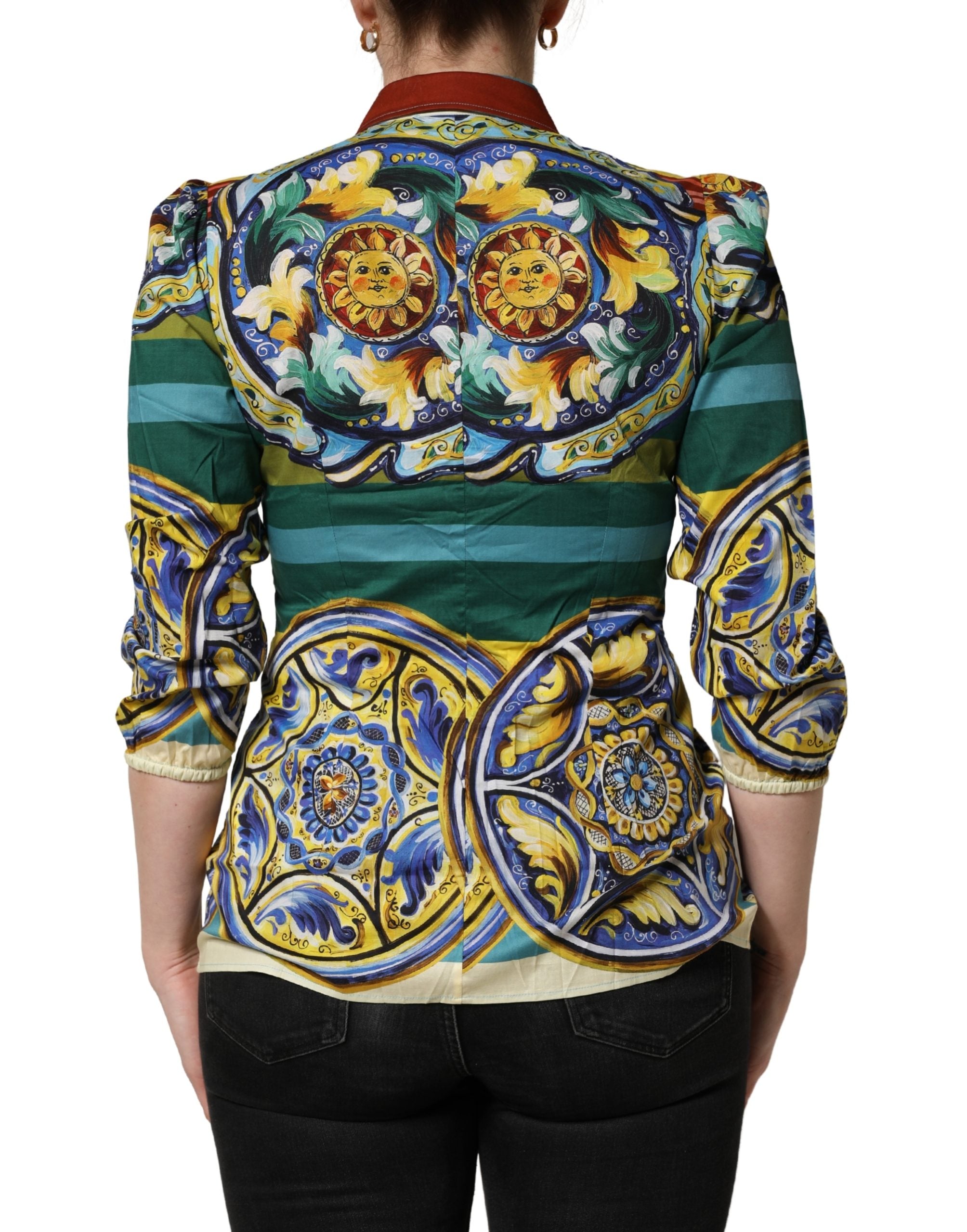 Dolce & Gabbana Multicolor Majolica Print Cotton Blouse Top Dolce & Gabbana