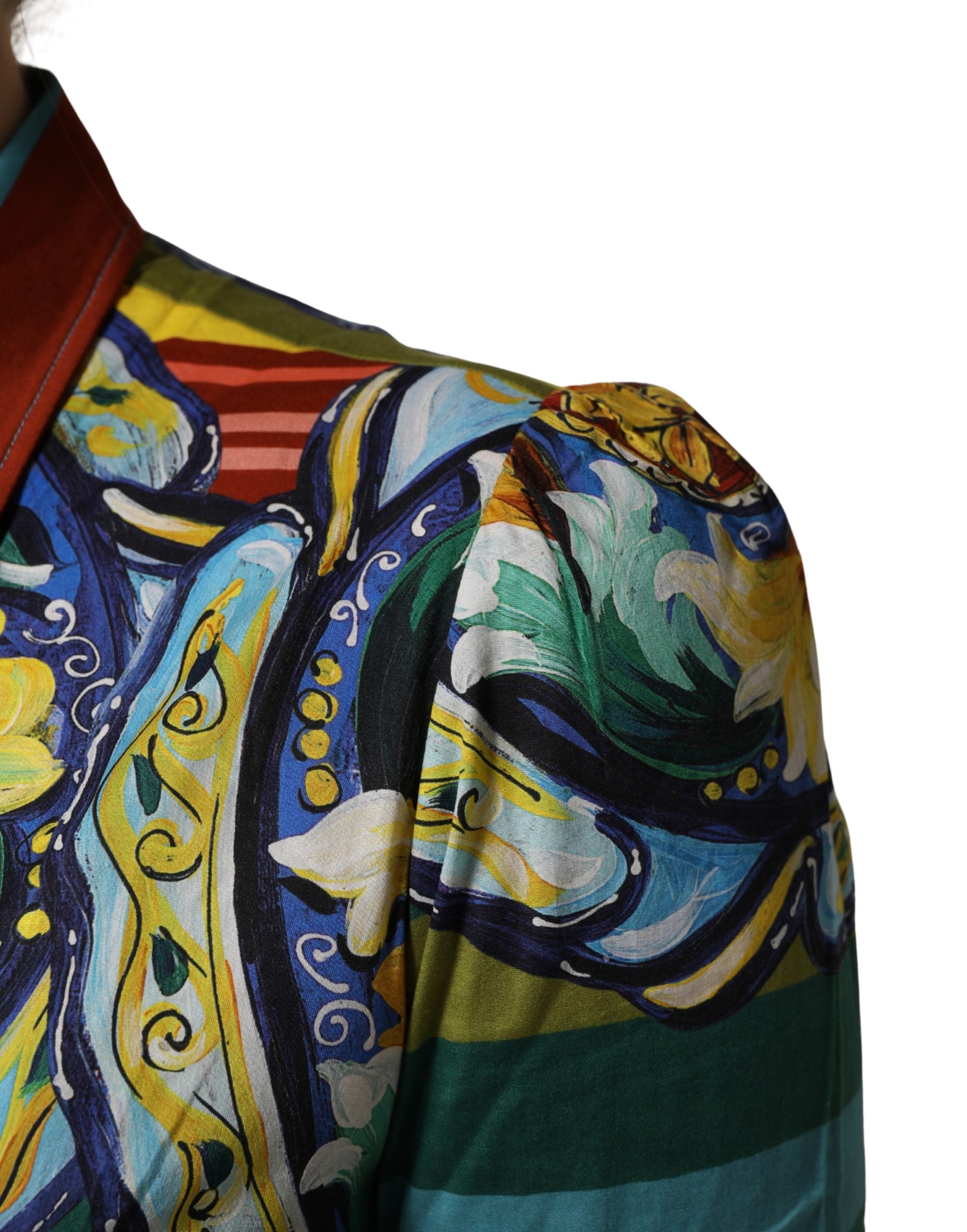 Dolce & Gabbana Multicolor Majolica Print Cotton Blouse Top Dolce & Gabbana